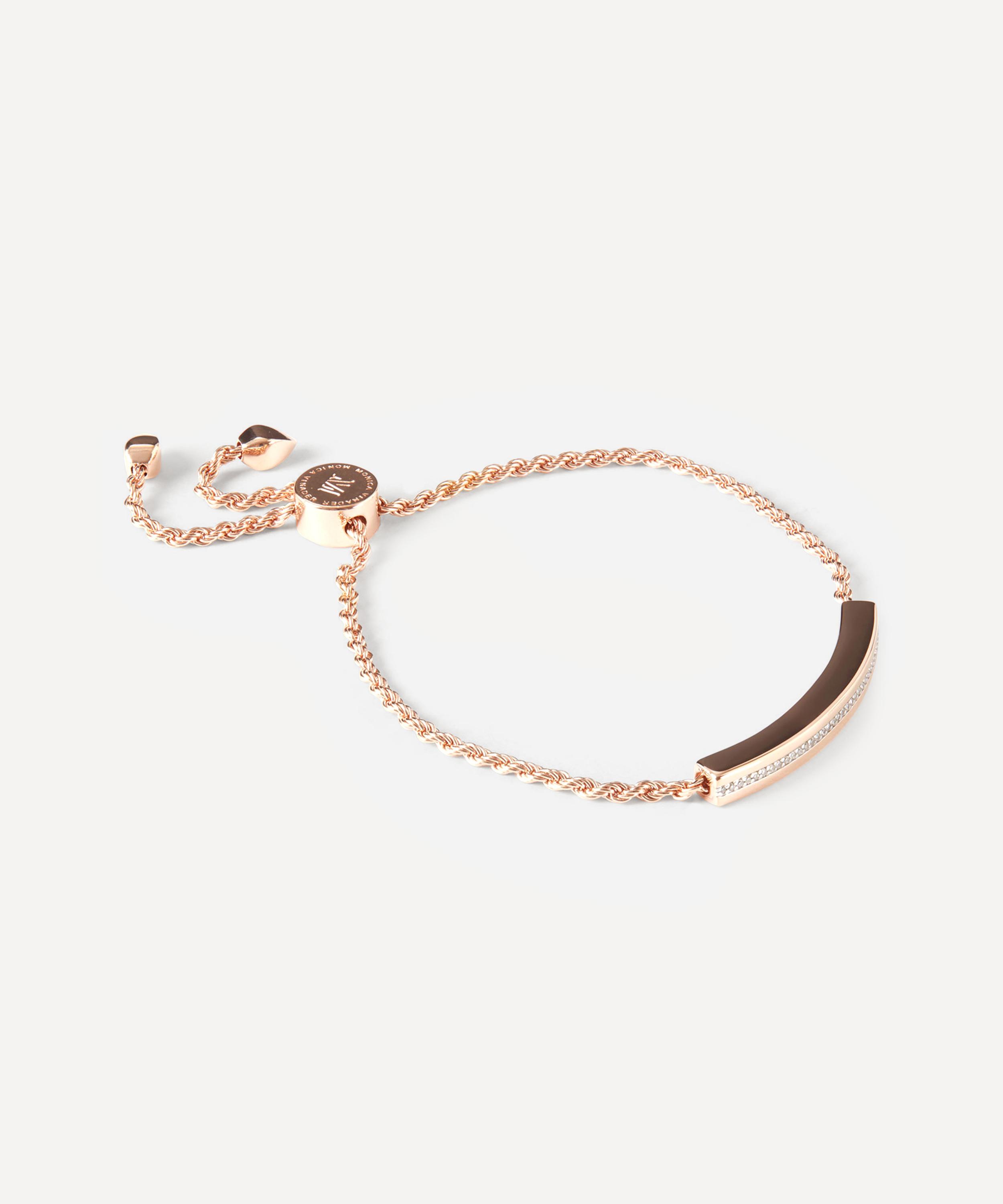 Rose Gold Plated Vermeil Silver Linear Diamond Chain Friendship Bracelet
