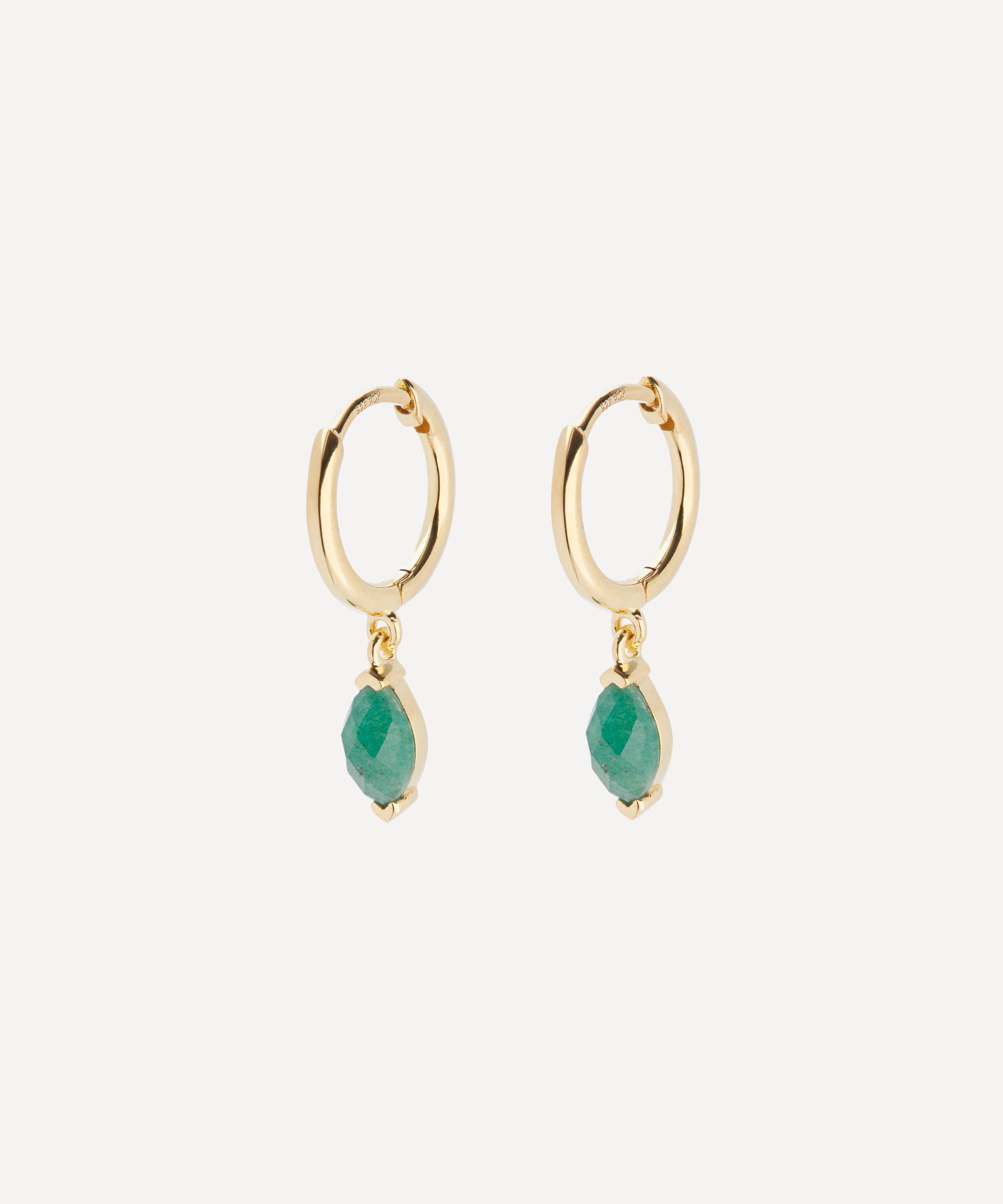 18ct Gold-Plated Green Aventurine Nomad Hoop Earrings