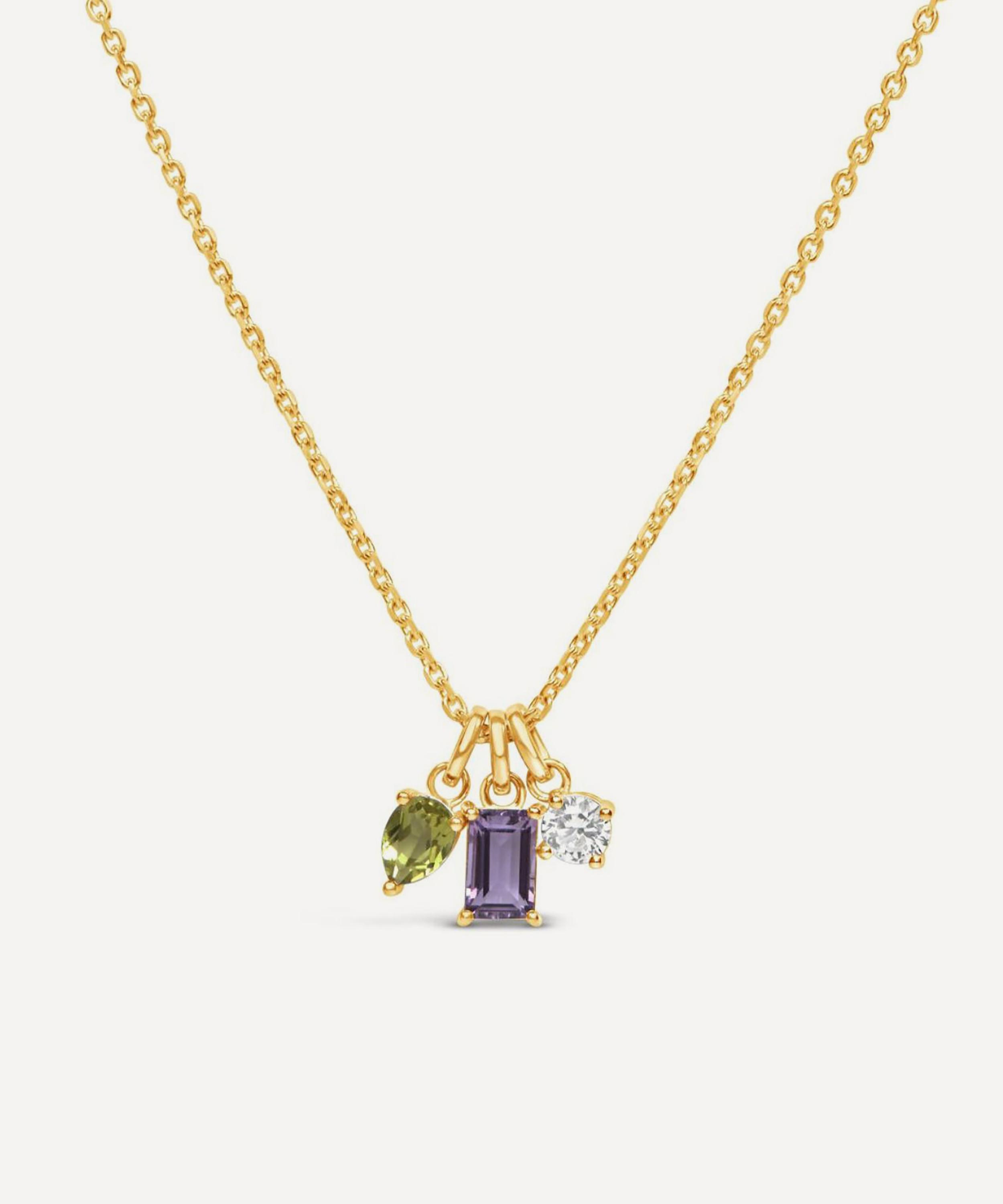 22ct Gold-Plated Vermeil Silver Suffragette Trilogy Pendant Necklace