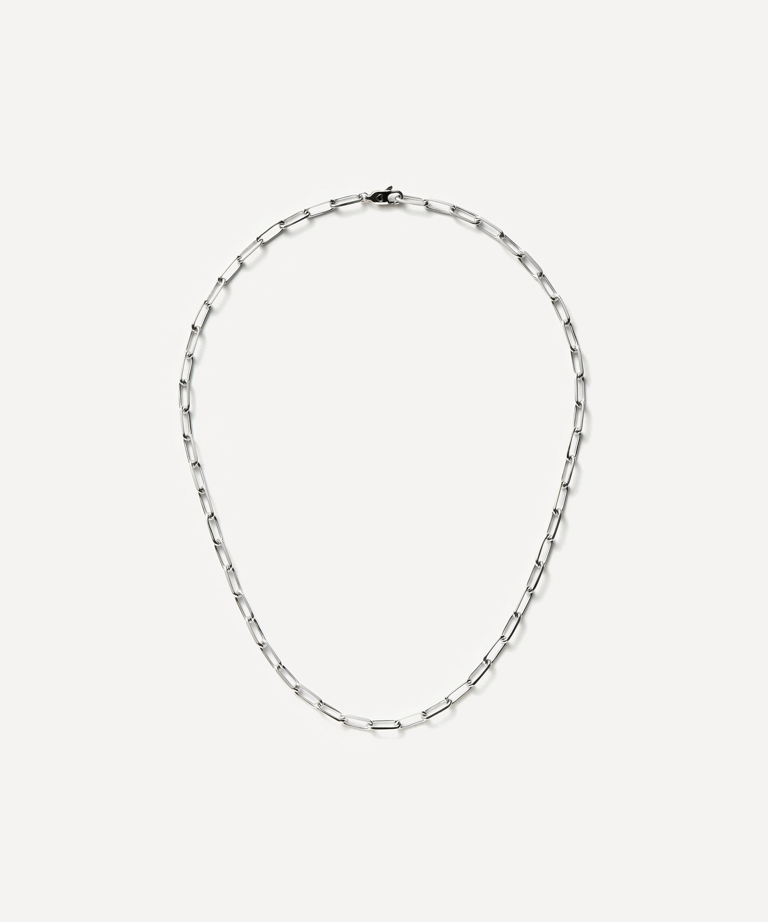 Rhodium-Plated Classic Mini Paperclip Chain Necklace