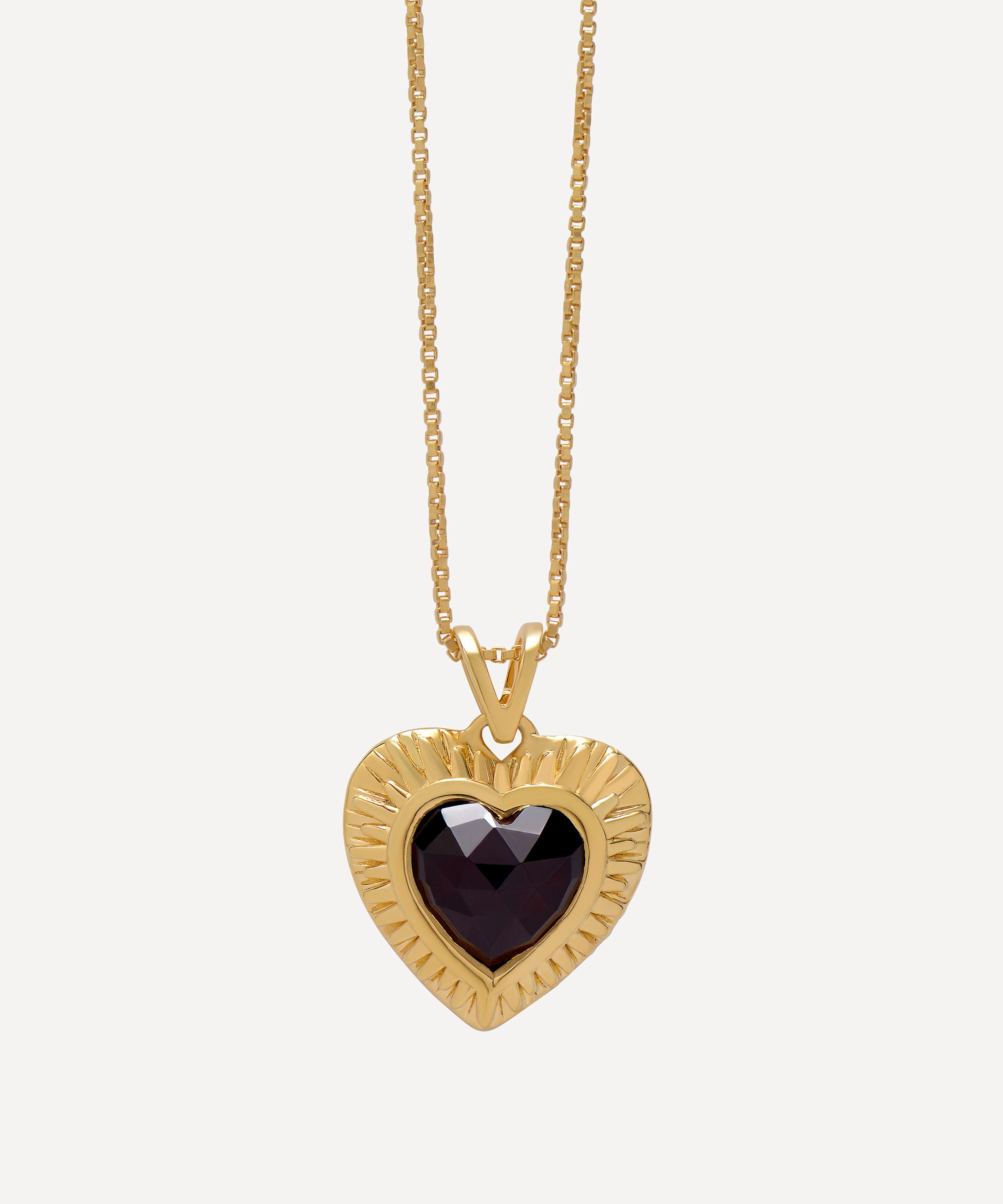 22ct Gold-Plated Electric Love Garnet Heart Pendant Necklace