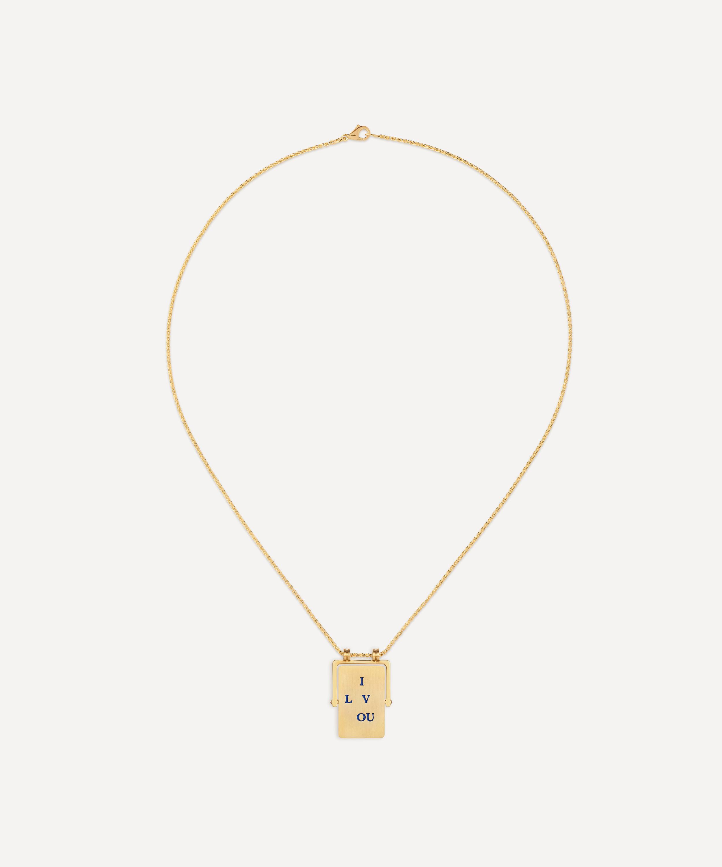 18ct Gold Love You Spinning Scapular Pendant Necklace