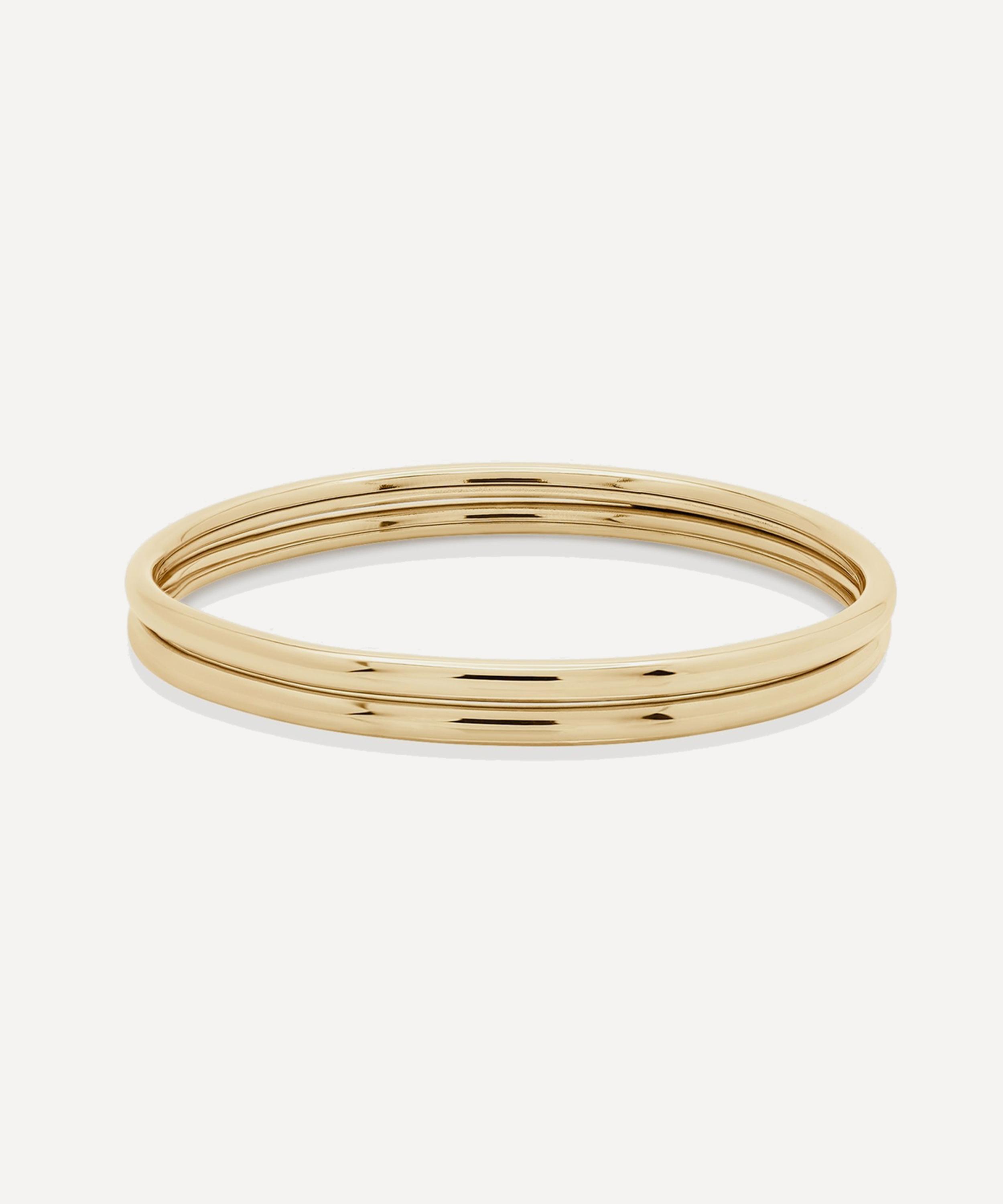 14ct Gold-Plated Vermeil Silver Bangle Bracelet Set of 2