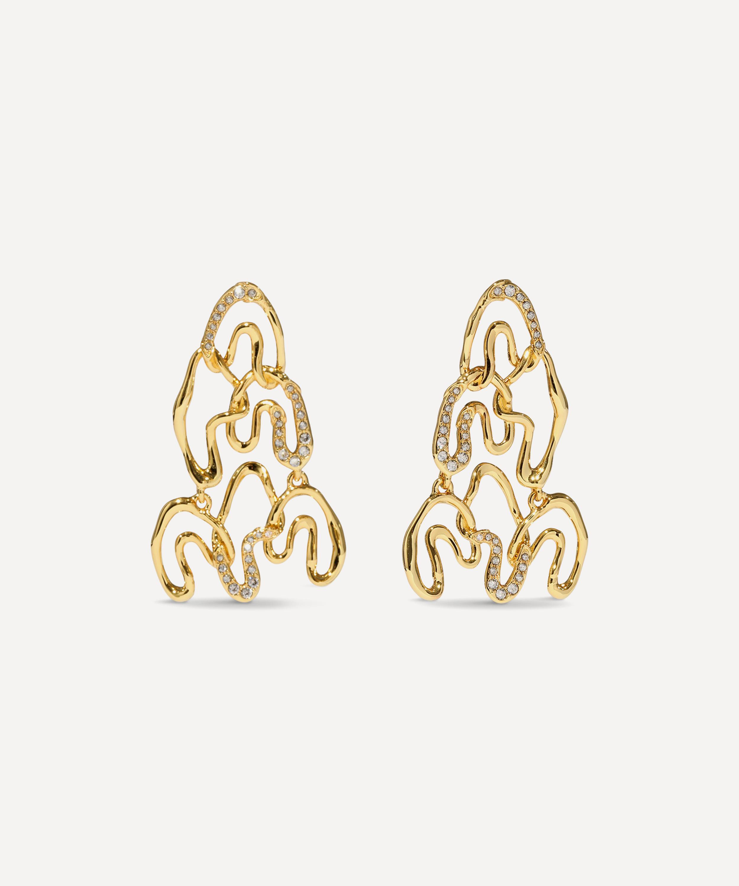 14ct Gold-Plated Solanales Crystal Large Chandelier Drop Earrings