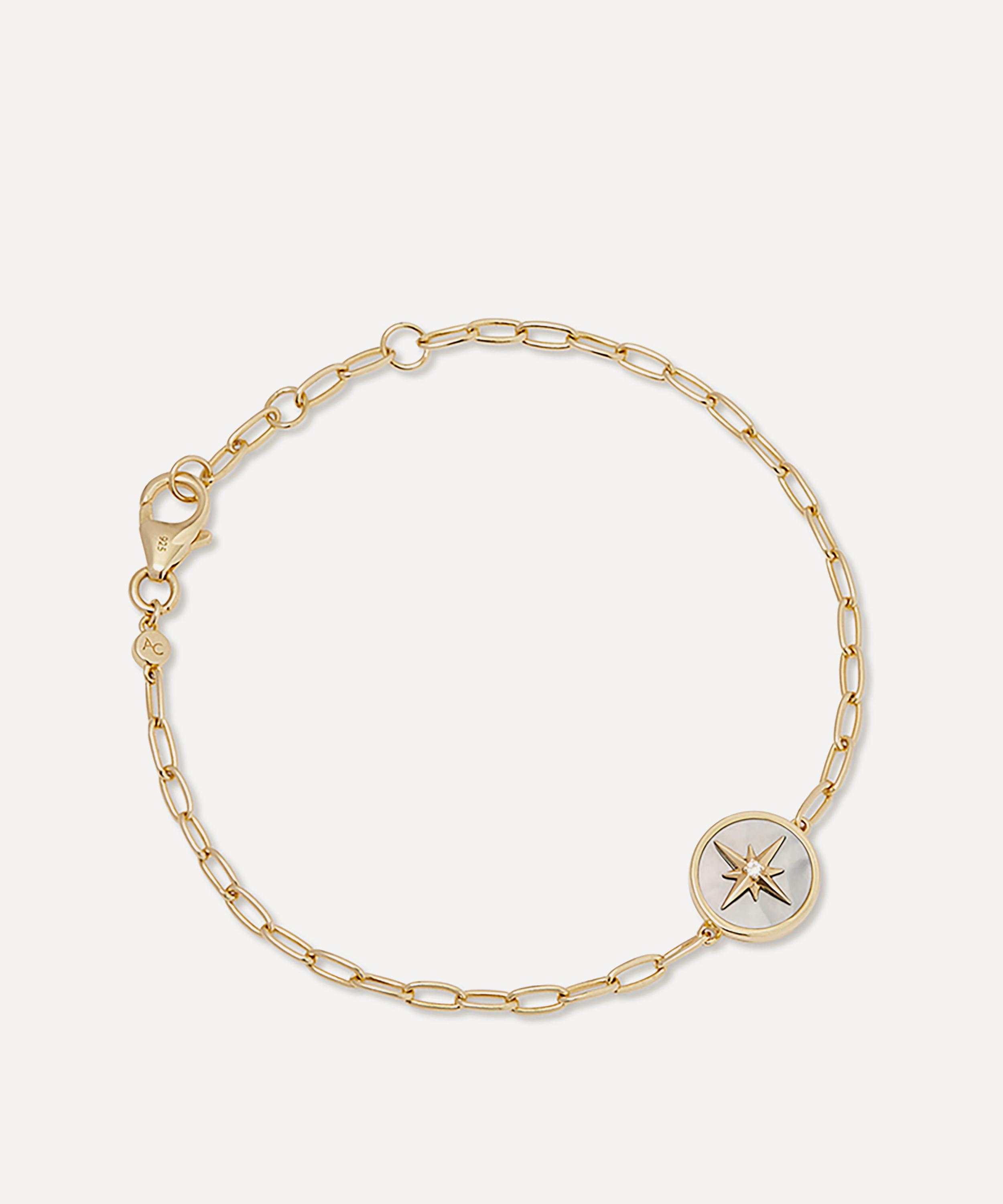 18ct Gold Plated Vermeil Silver Polaris Mother of Pearl Locket Bracelet