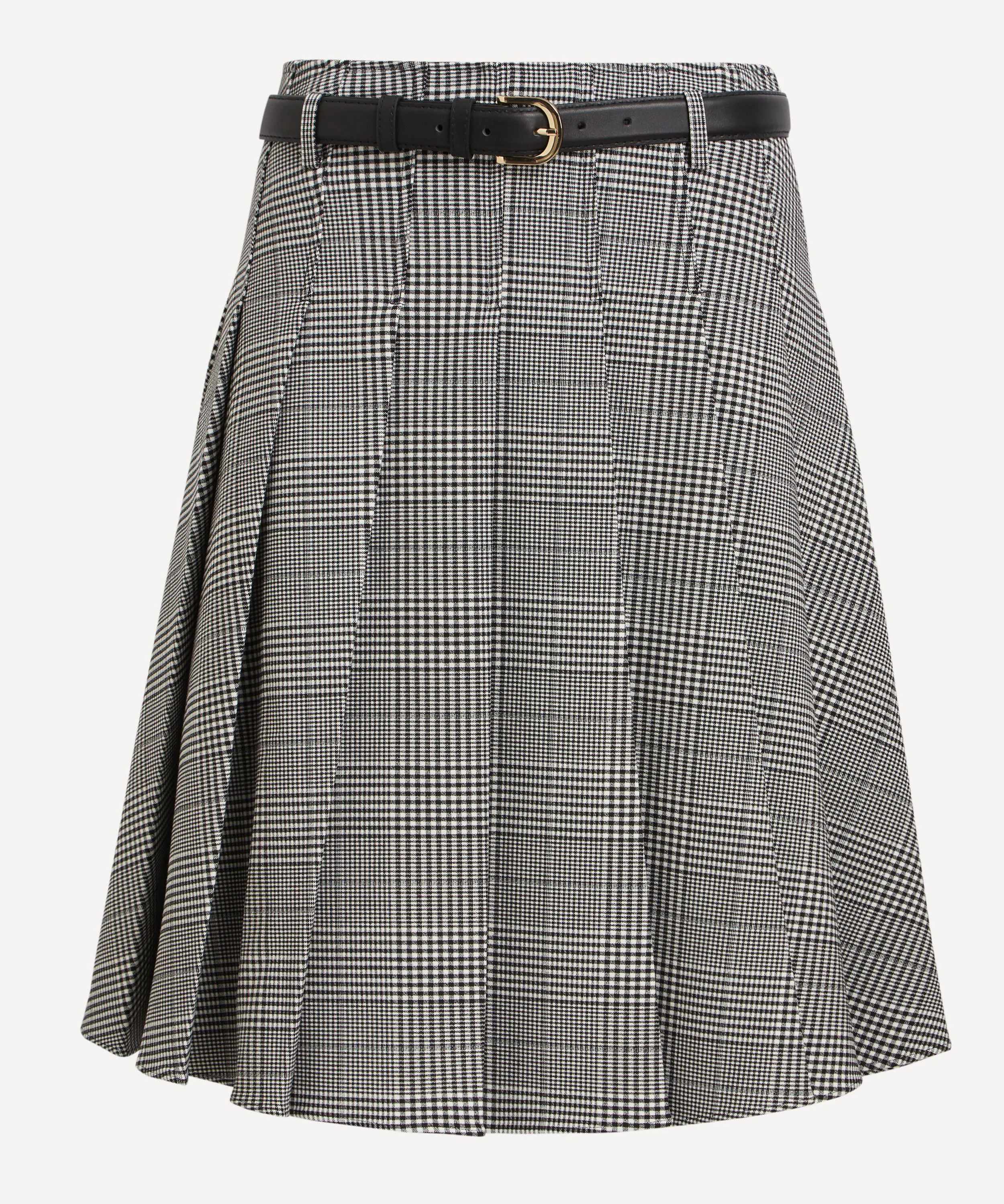 Prince of Wales Check Pleated Midi Skirt