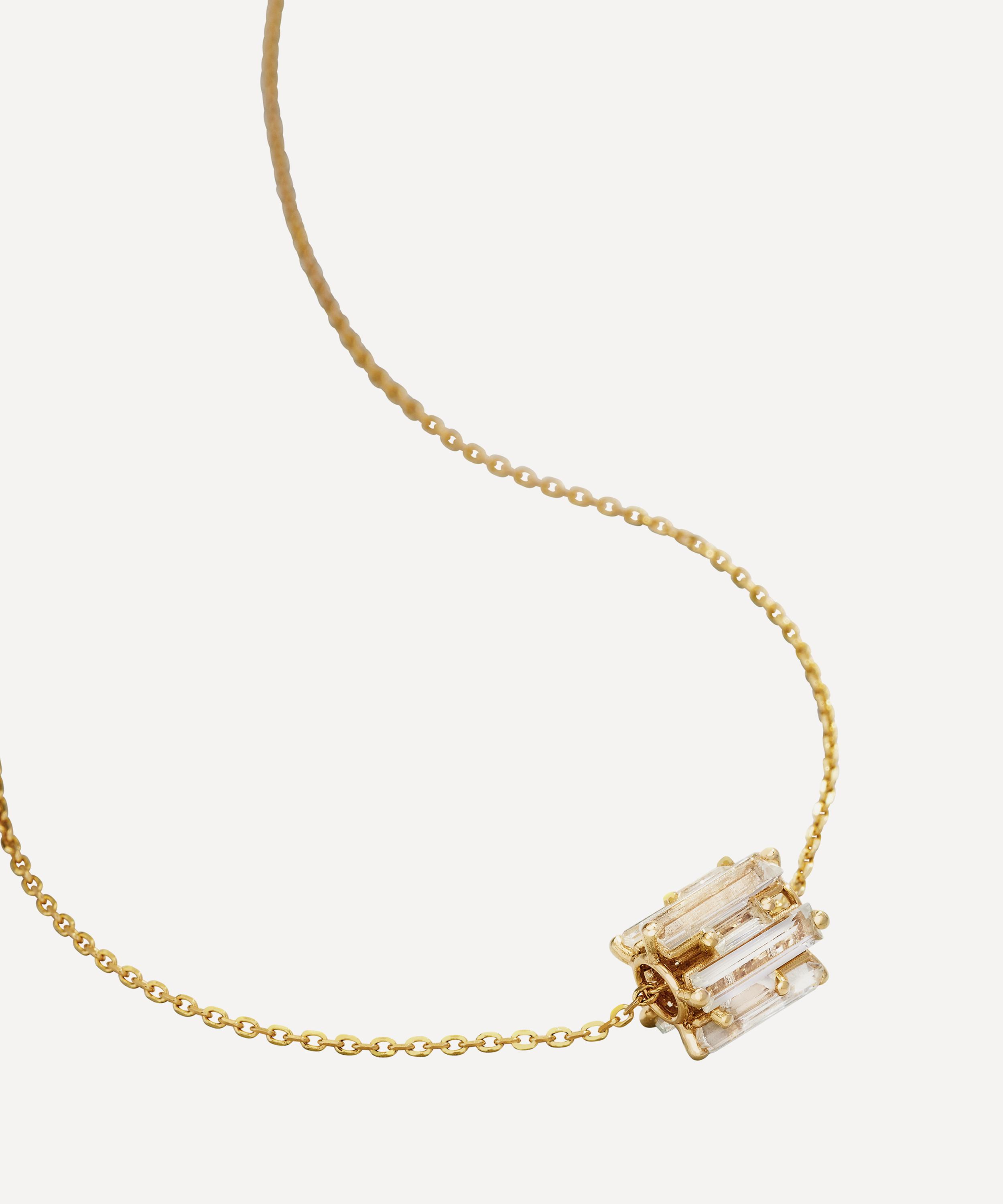 14ct Gold Infinite White Topaz Rondelle Pendant Necklace