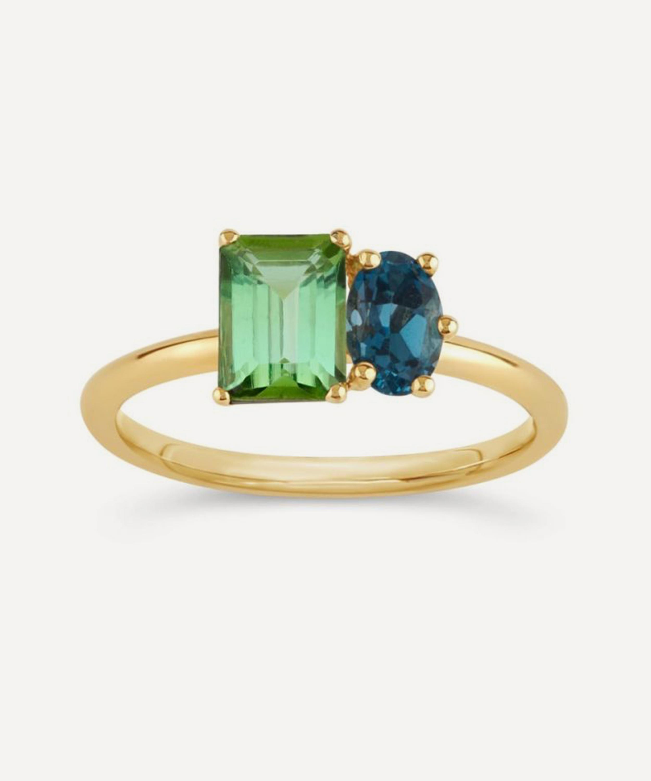14ct Gold Toi and Moi Tourmaline and Topaz Ring