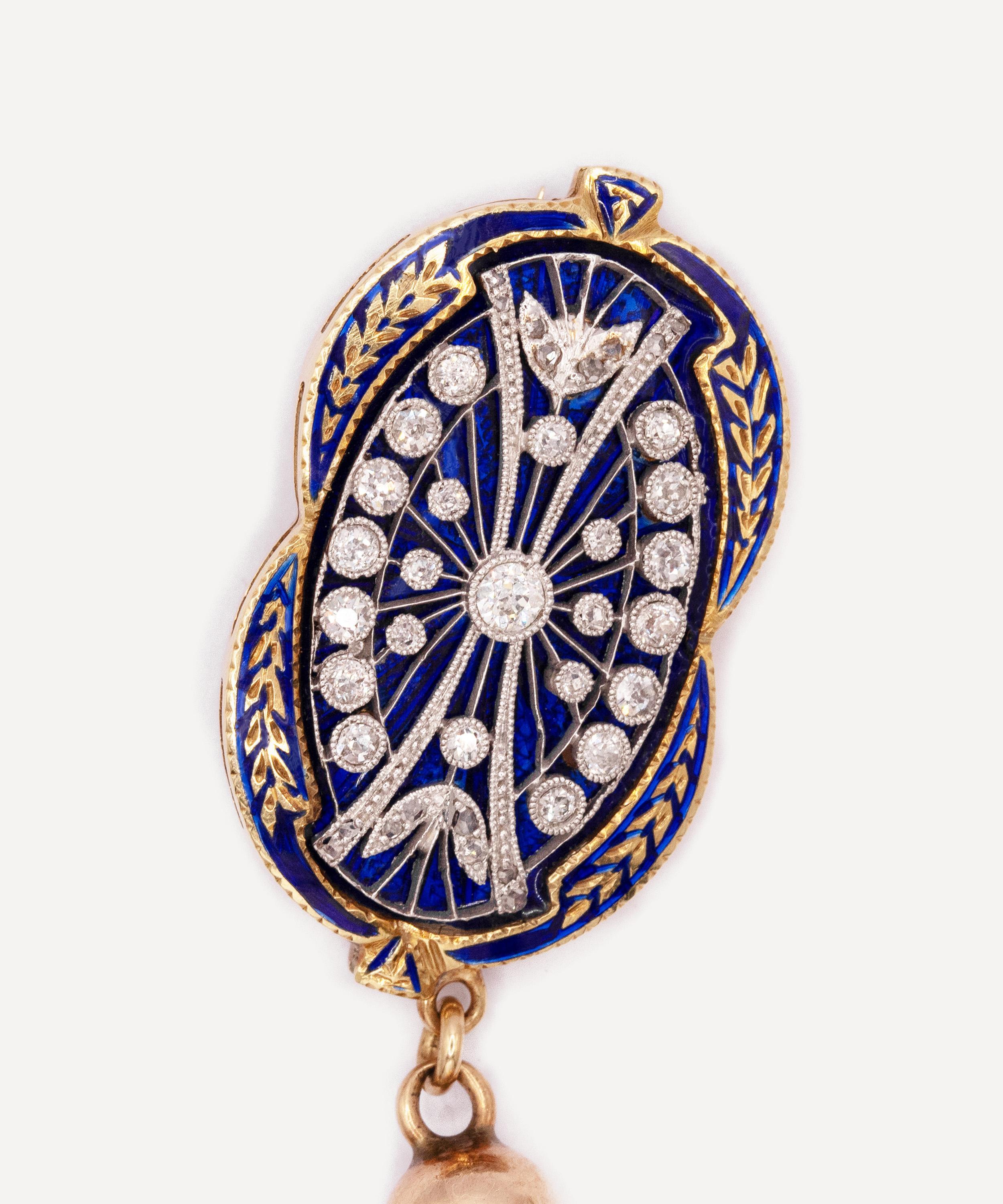 14ct Gold Antique Enamel and Diamond Cloak Brooches