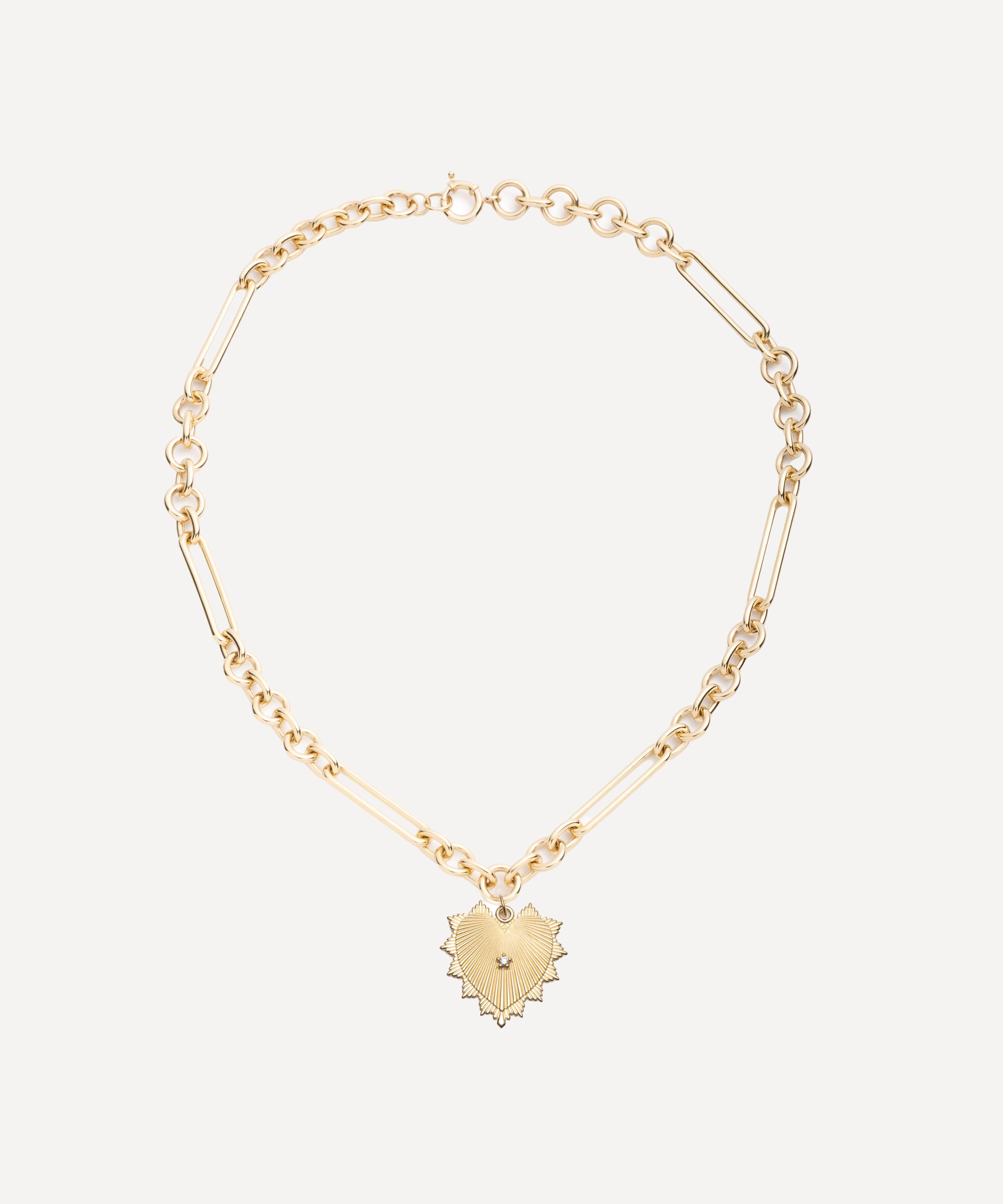18ct Gold Heart Love Token Mixed Clip Chain Pendant Necklace