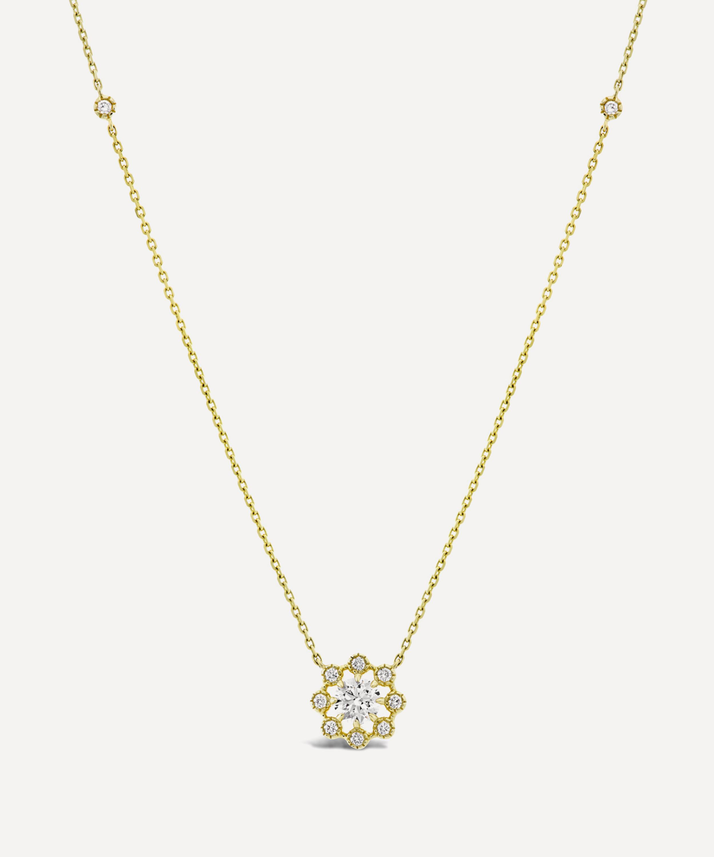 14ct Gold Celandine Diamond Drop Pendant Necklace