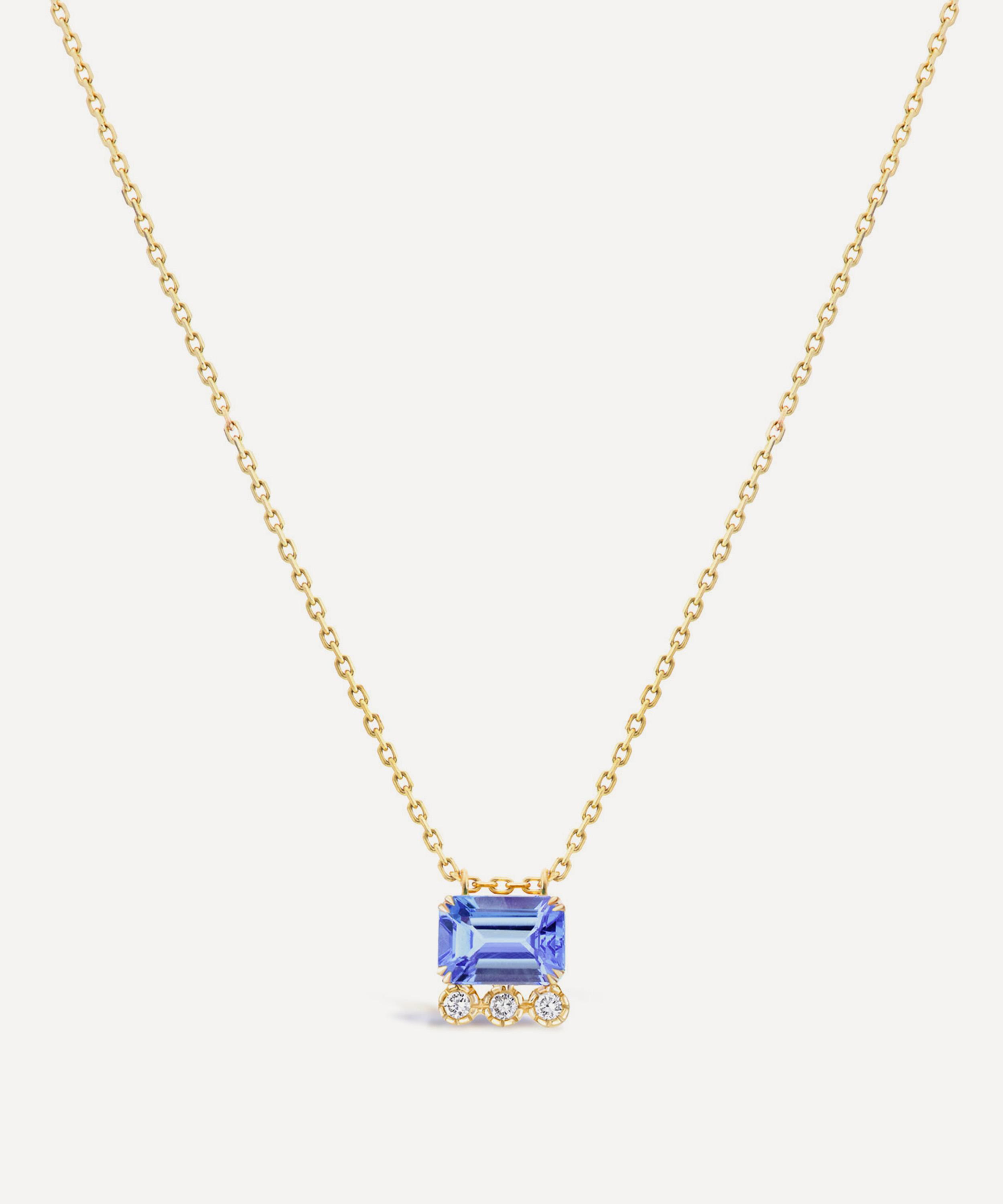 14ct Gold Wildflower Betony Tanzanite and Diamond Pendant Necklace