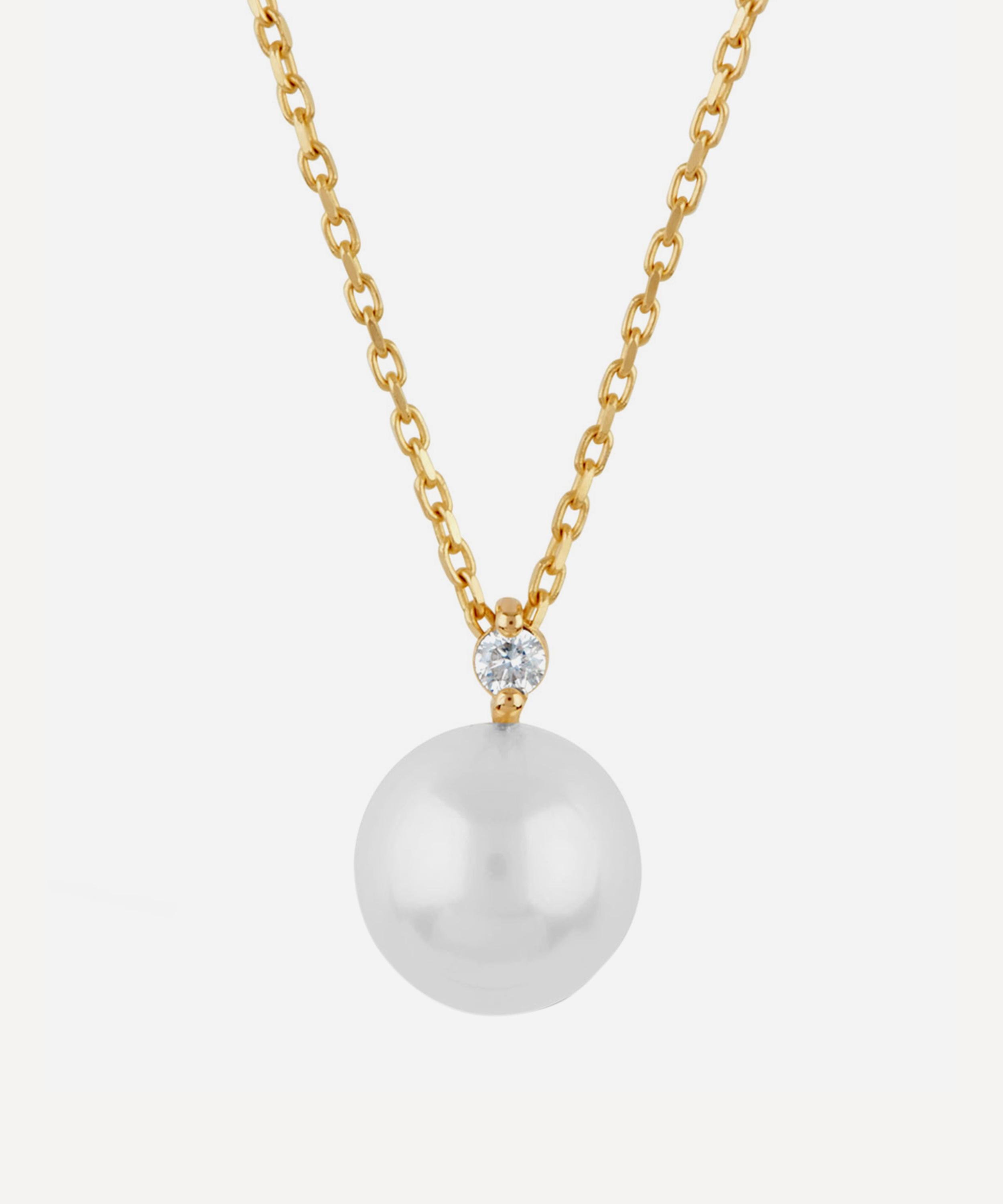 14ct Gold Shuga Pearl and Diamond Pendant Necklace