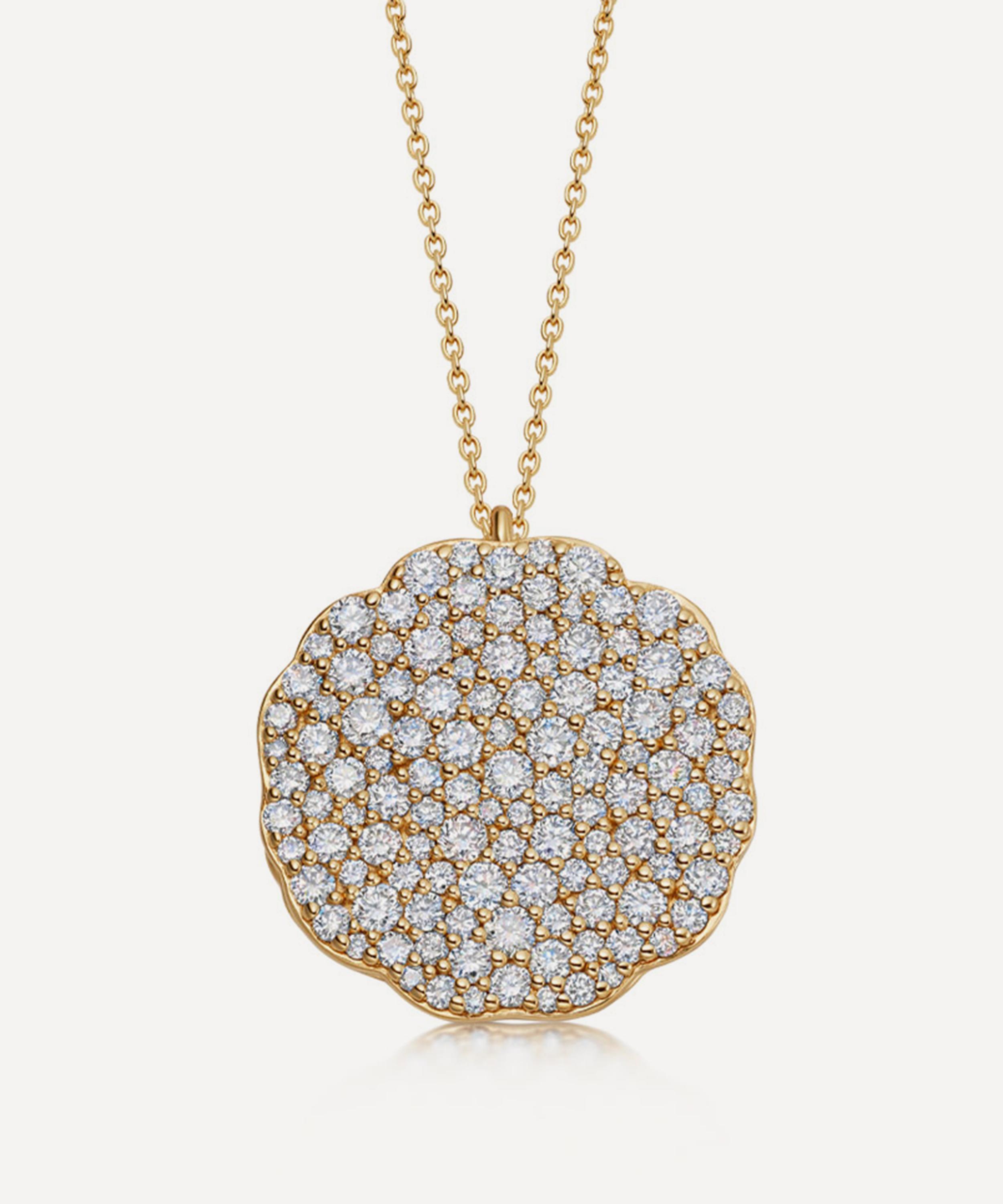 14ct Gold Plated Vermeil Silver Asteri Large Diamond Locket Necklace