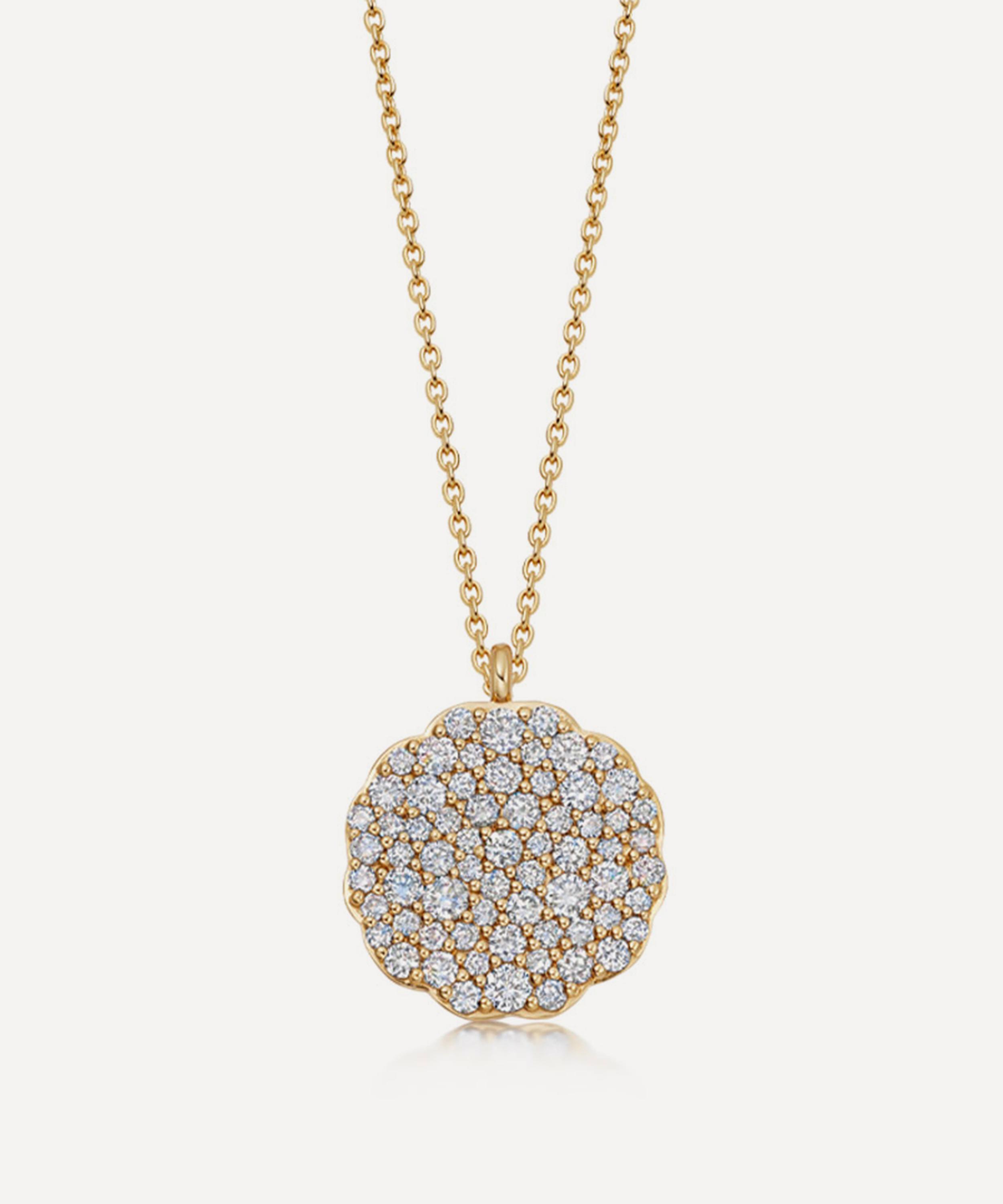 14ct Gold Plated Vermeil Silver Asteri Diamond Slice Pendant Necklace