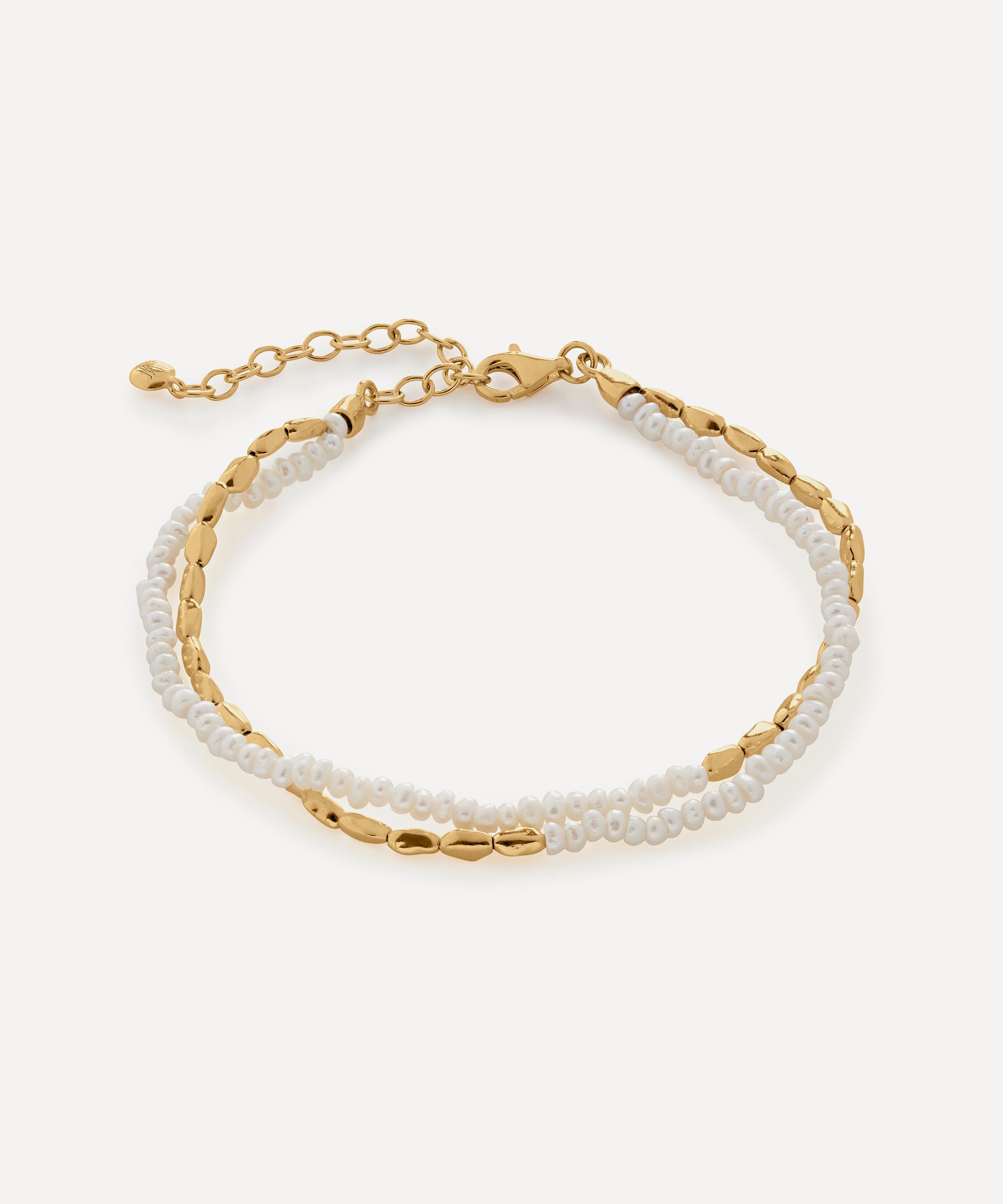 18ct Gold-Plated Vermeil Silver Mini Nugget Pearl Beaded Bracelet
