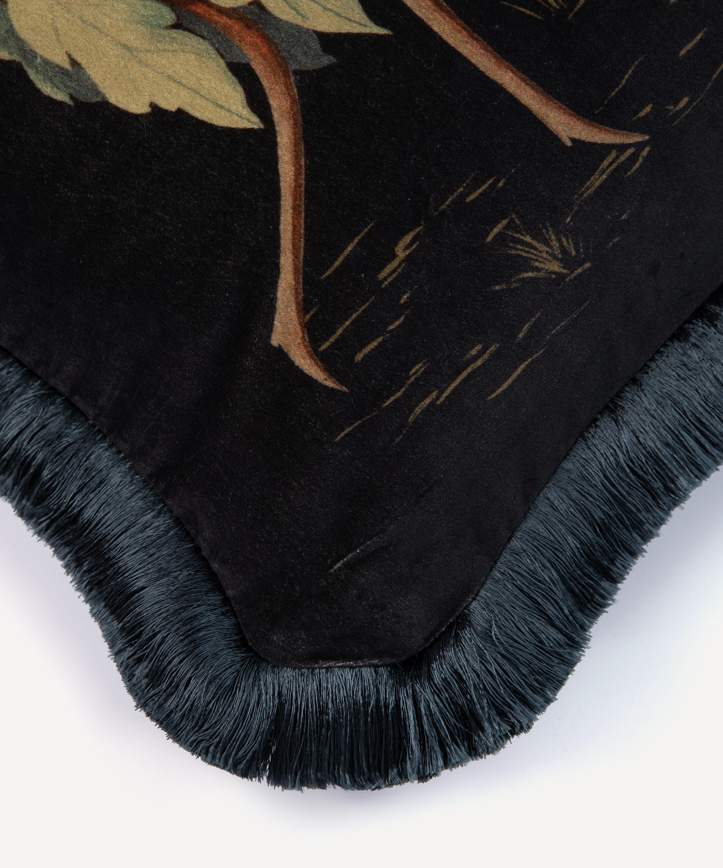 Amatoria Pansies Medium Cotton Velvet Fringed Cushion