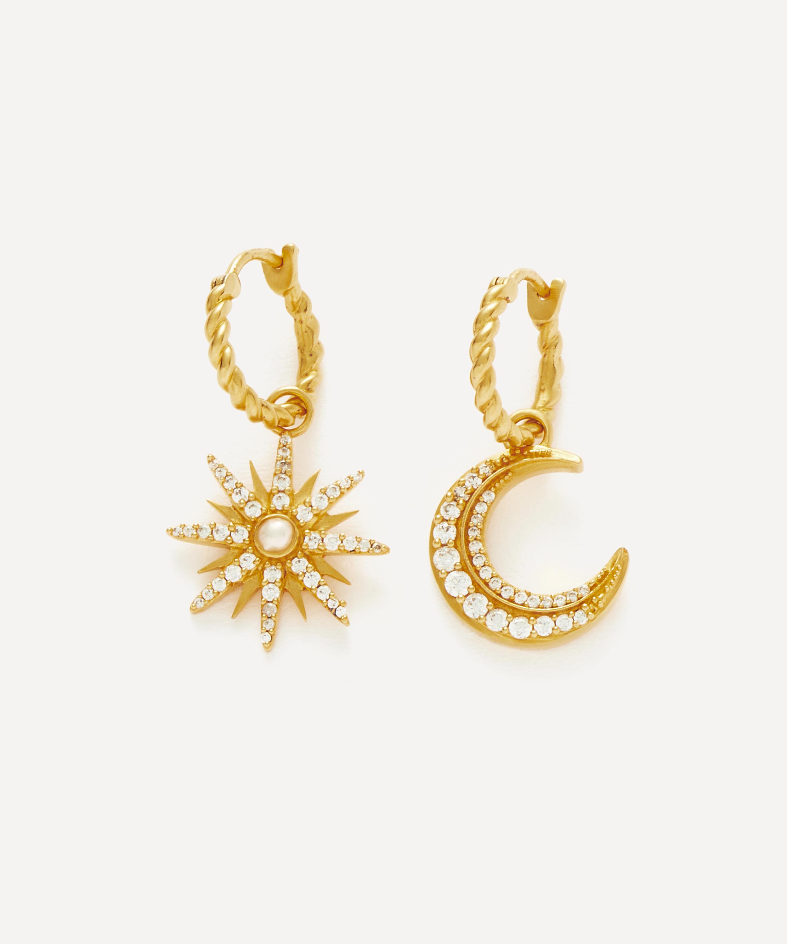 18ct Gold-Plated Vermeil Silver Harris Reed Moonlight Pearl Hoop Earrings