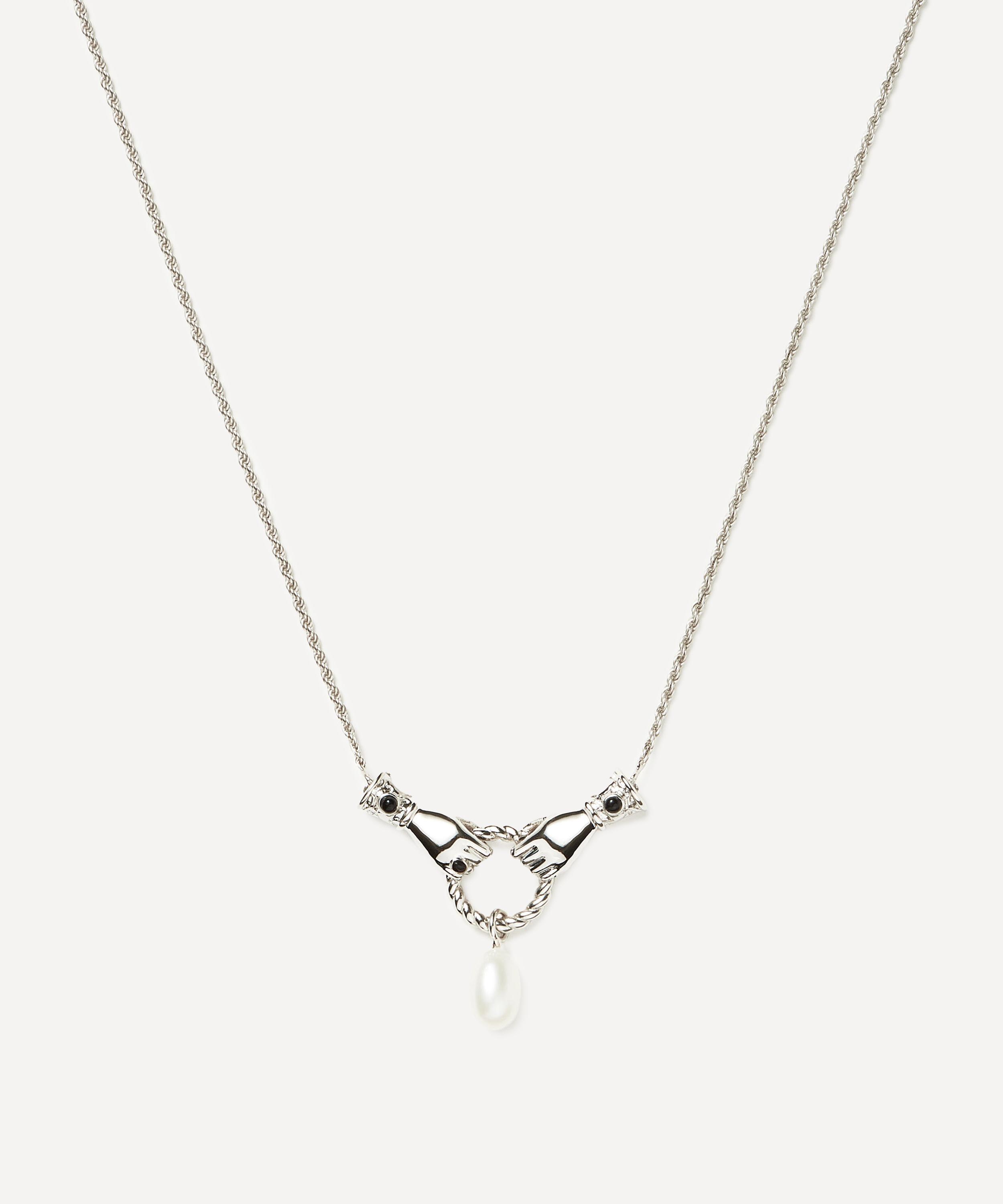 X Harris Reed Silver-Plated In Good Hands Drop Pendant Necklace