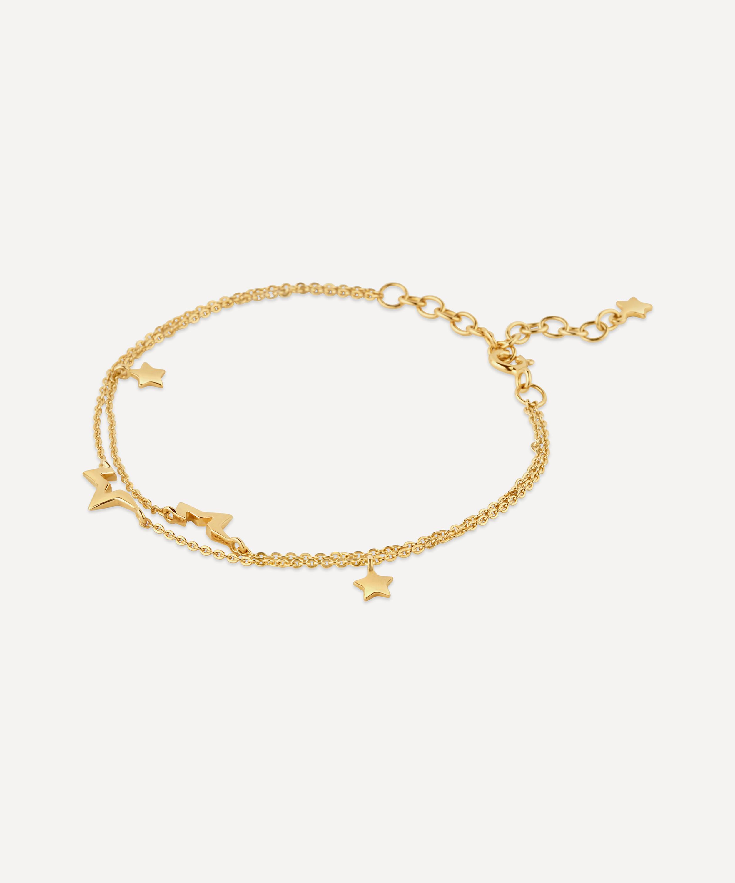 22ct Gold-Plated Vermeil Silver Stargazer Double Chain Wristlet Bracelet
