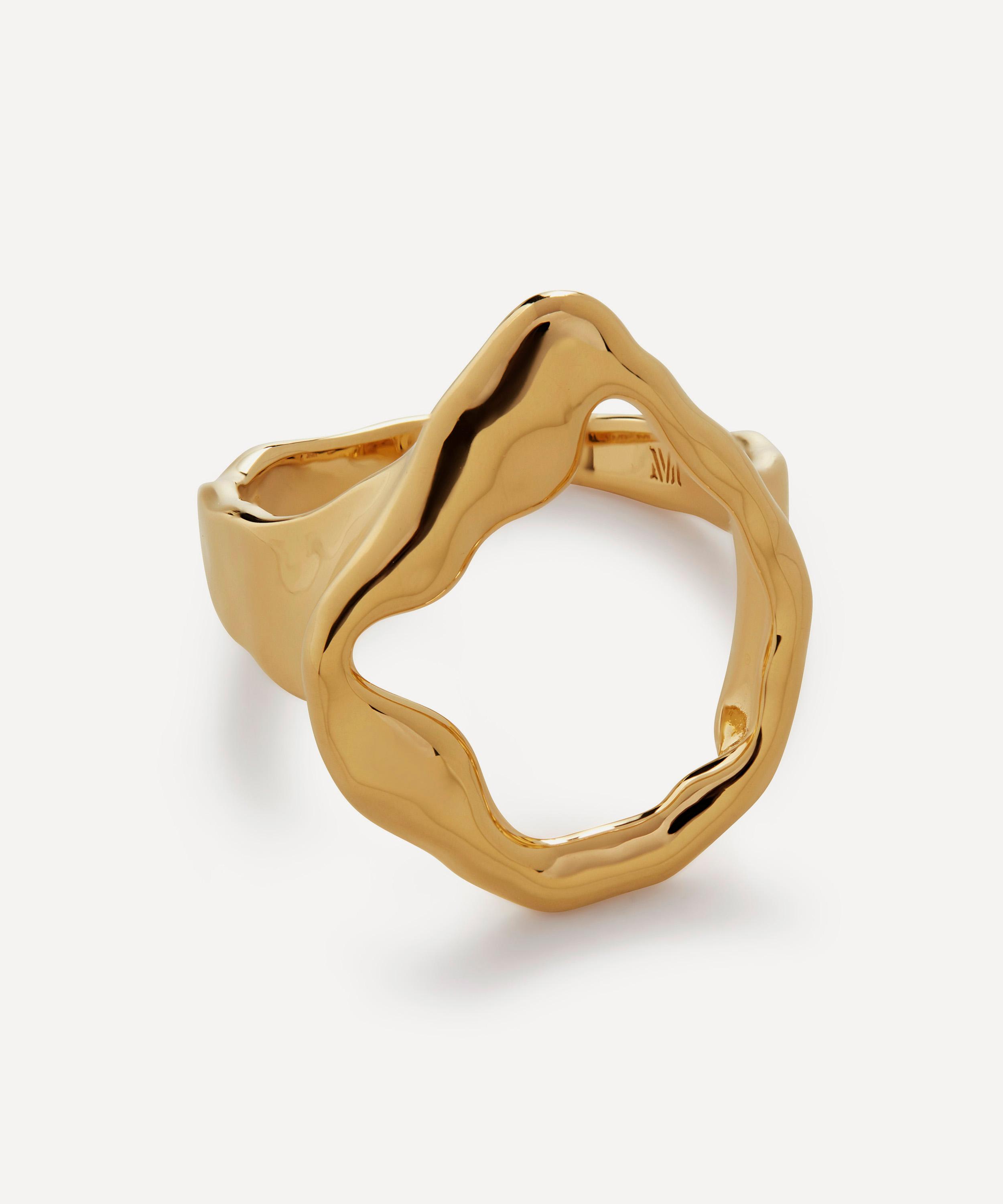 X Mother of Pearl 18ct Gold Plated Vermeil Sterling Silver Lagoon Open Ring