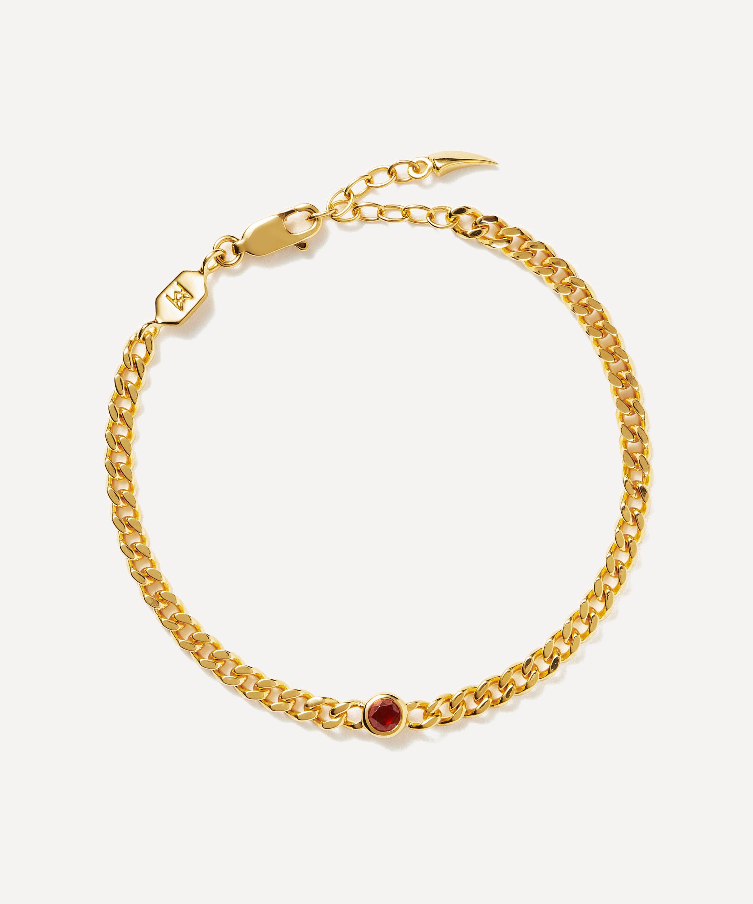 18ct Gold-Plated Vermeil Silver January Birthstone Chain Bracelet
