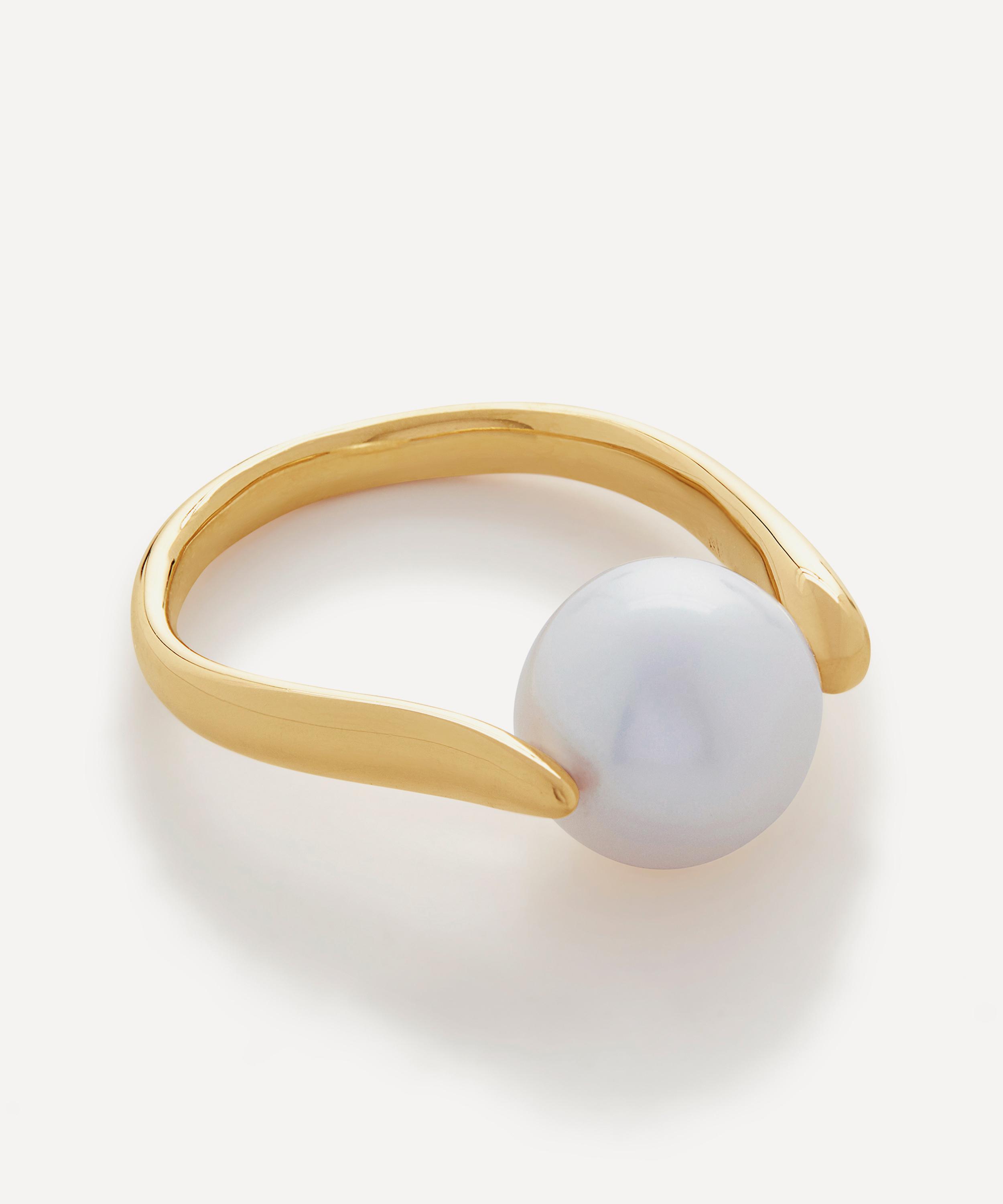 18ct Gold-Plated Vermeil Silver Nura Round Pearl Ring