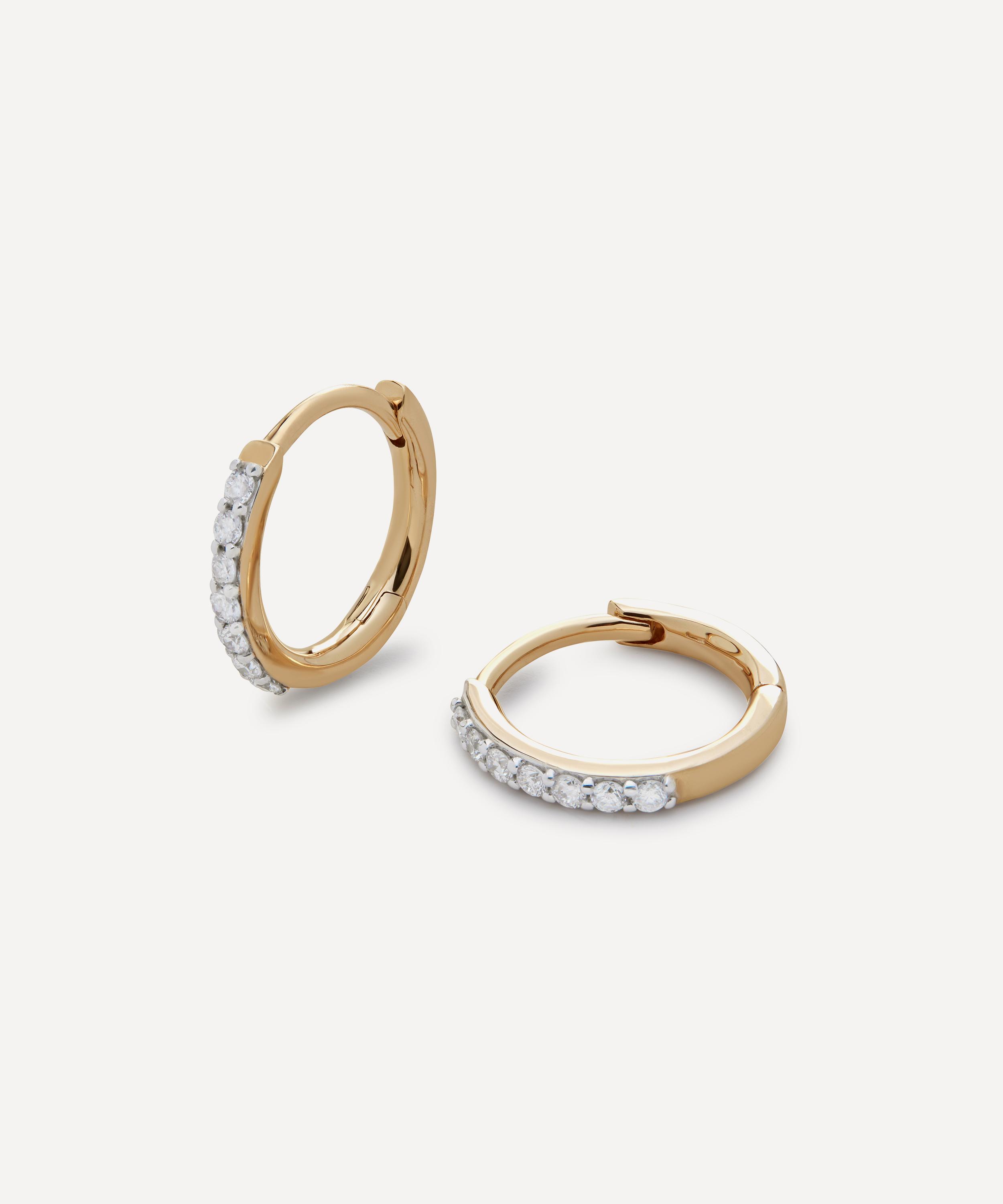 14ct Gold Diamond Huggie Hoop Earrings