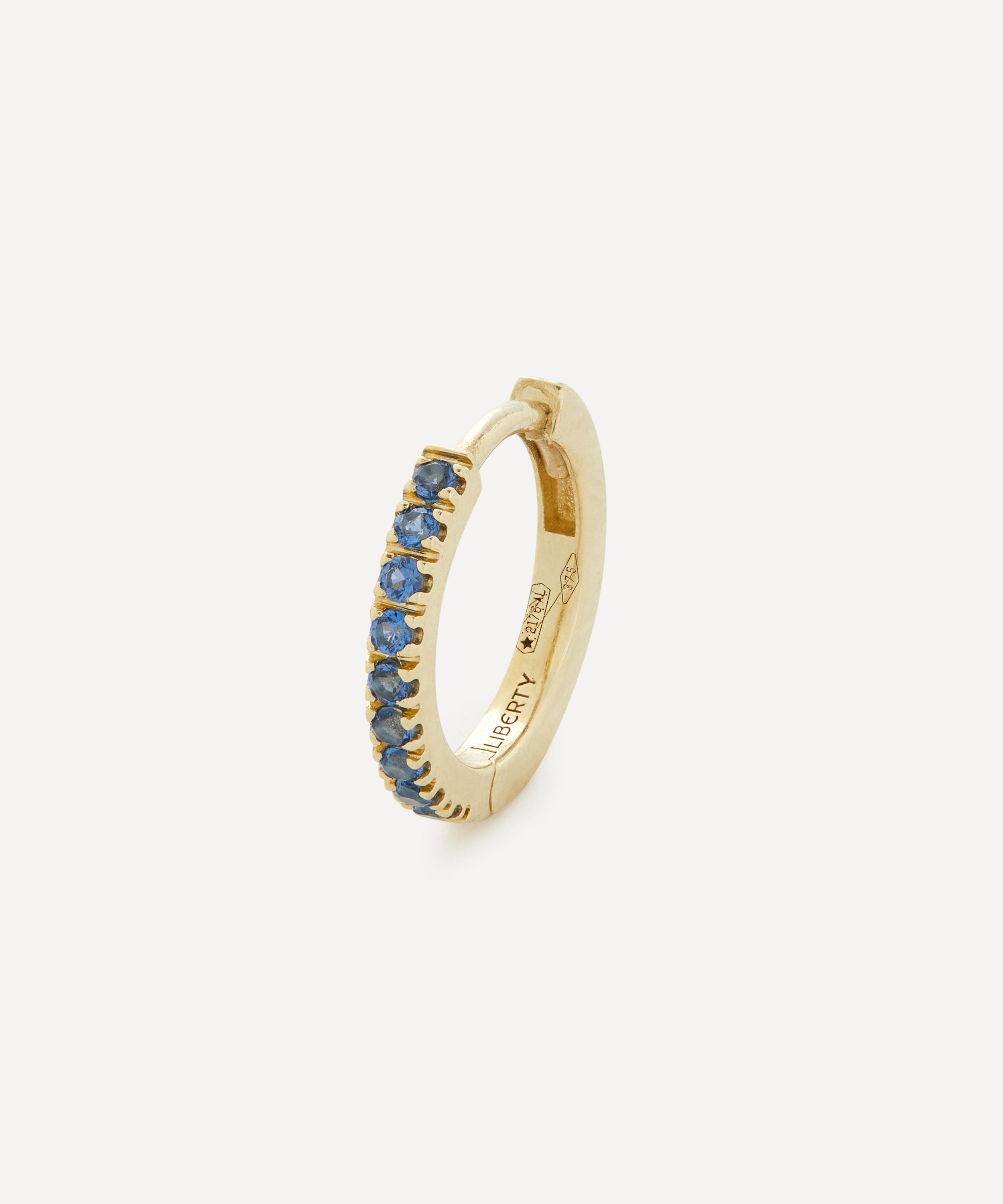9ct Gold Blue Sapphire Rainbow Mini Creole Single Hoop Earring