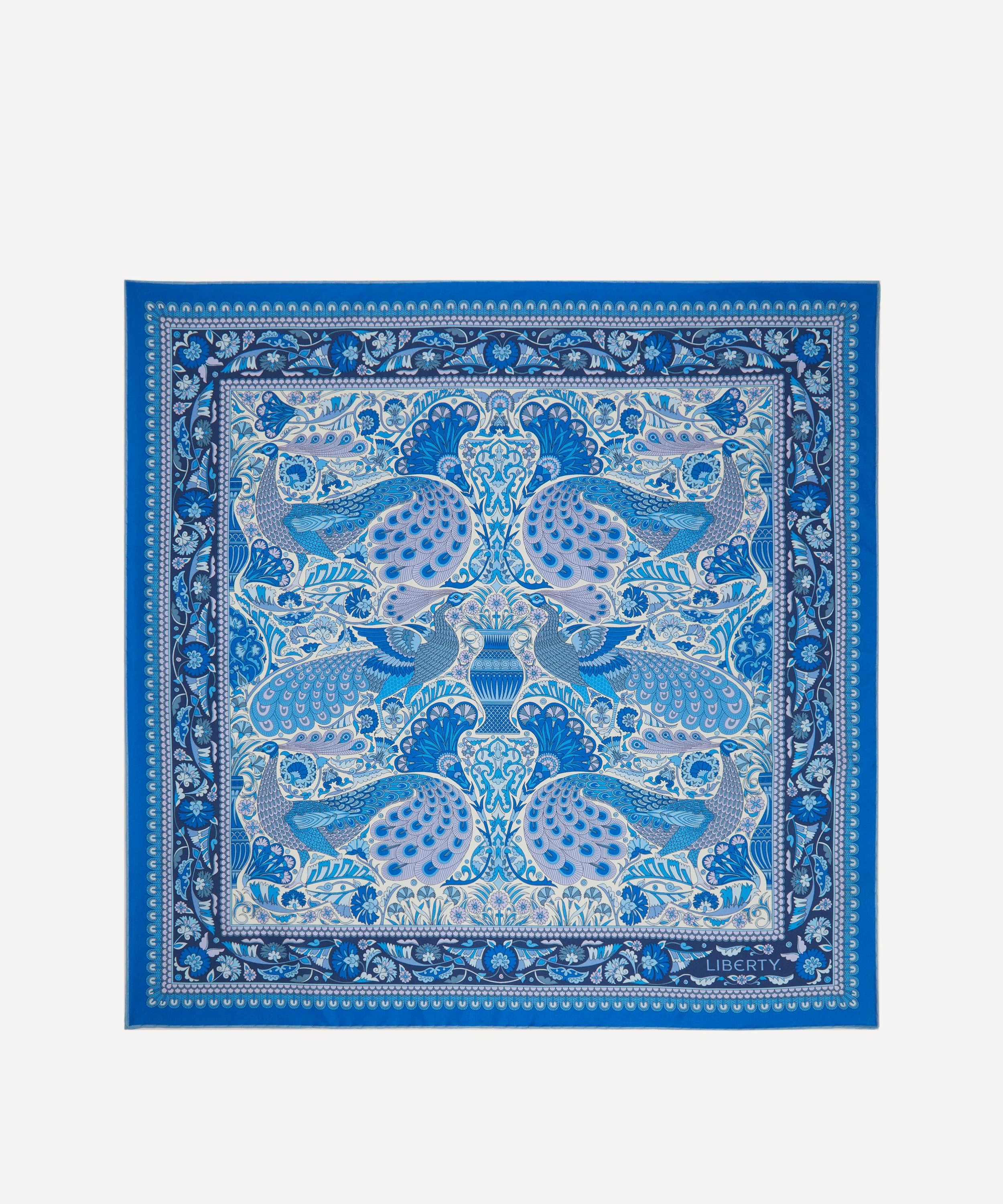 Liberty London Peacock Garden 70 x 70 Silk Twill Scarf