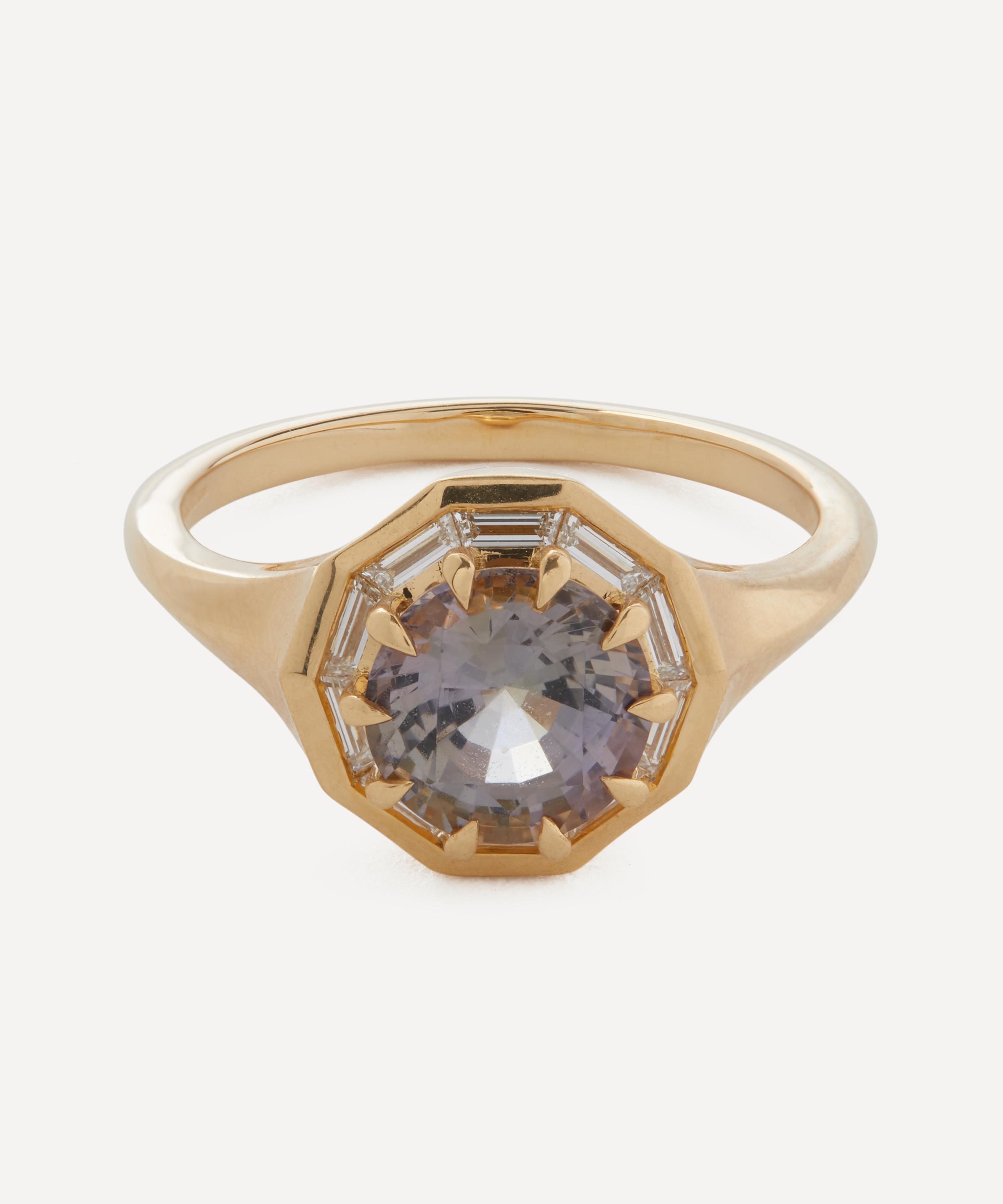 18ct Gold One-of-a-Kind Tanzanite and Trapeze Diamond Engagement Ring