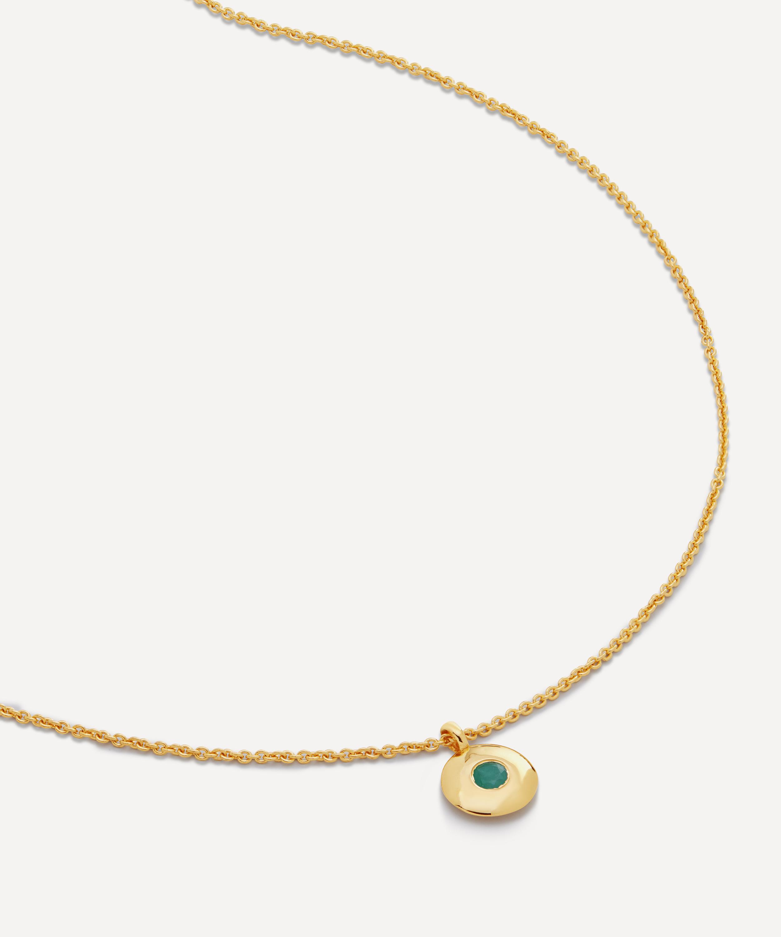18ct Gold-Plated Vermeil Silver Emerald Birthstone Pendant Necklace