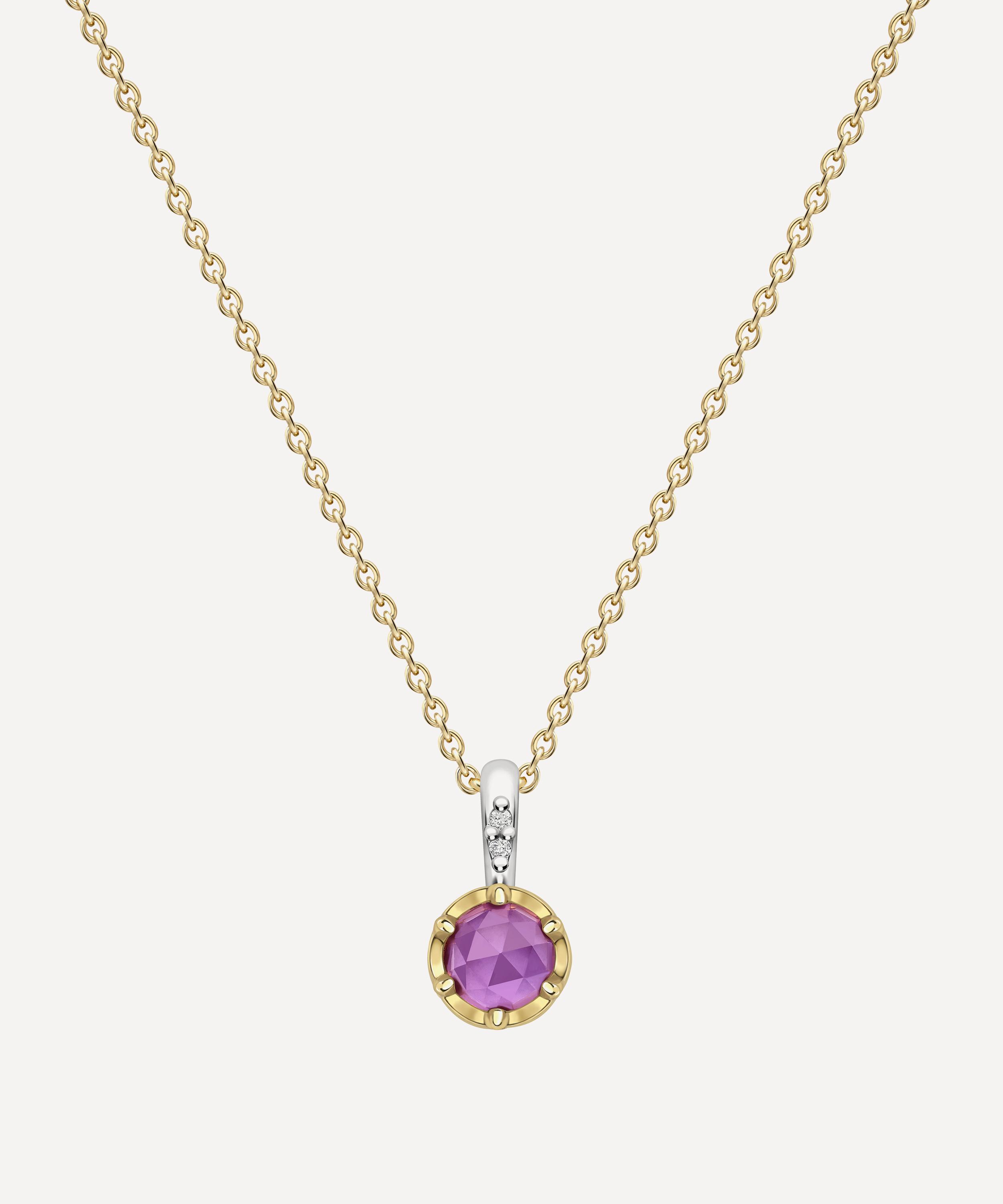 22ct Gold-Plated Vermeil Silver February Amethyst Birthstone Pendant Necklace