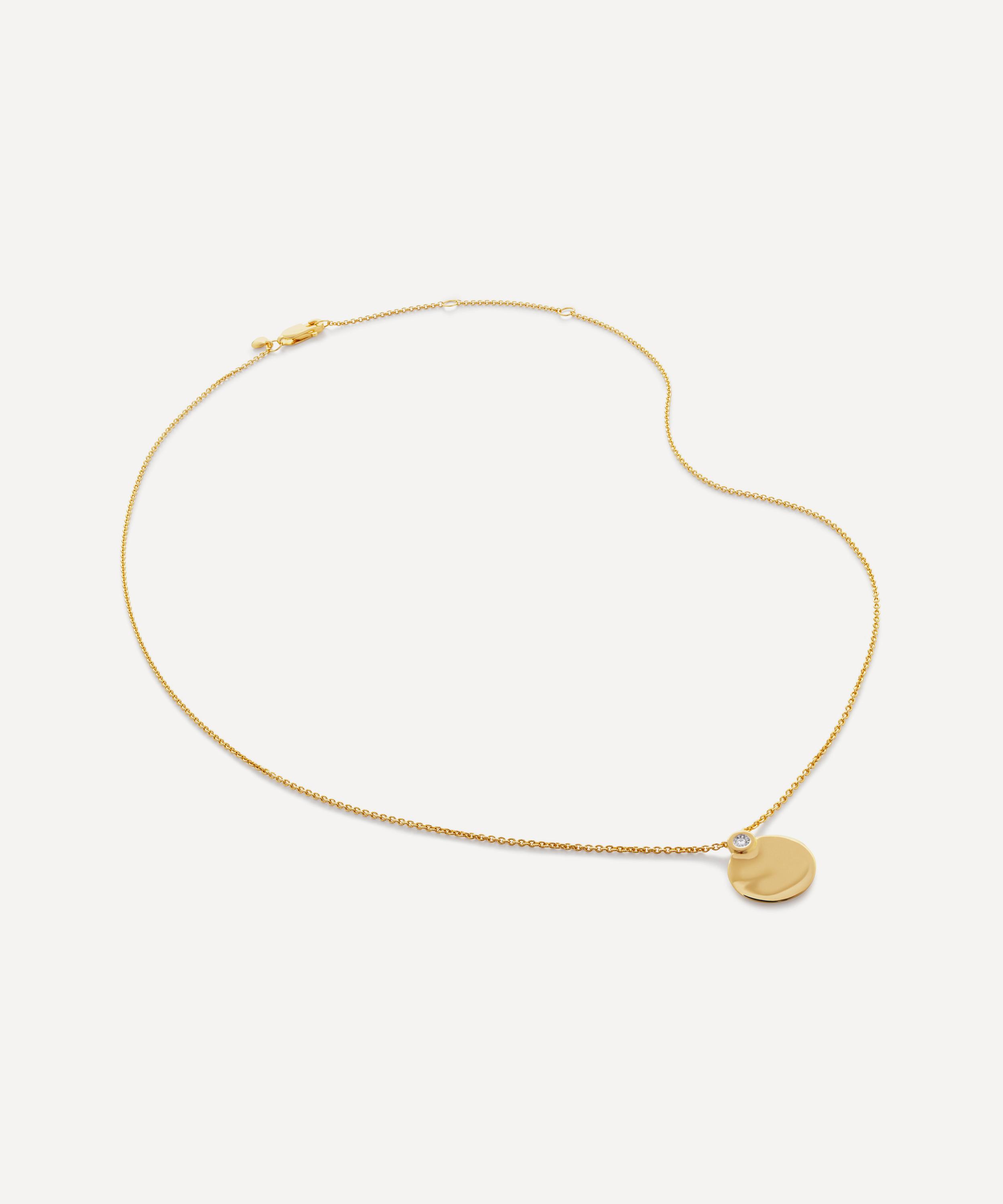 18ct Gold-Plated Vermeil Silver Lab-Grown Diamond Engravable Pendant Necklace